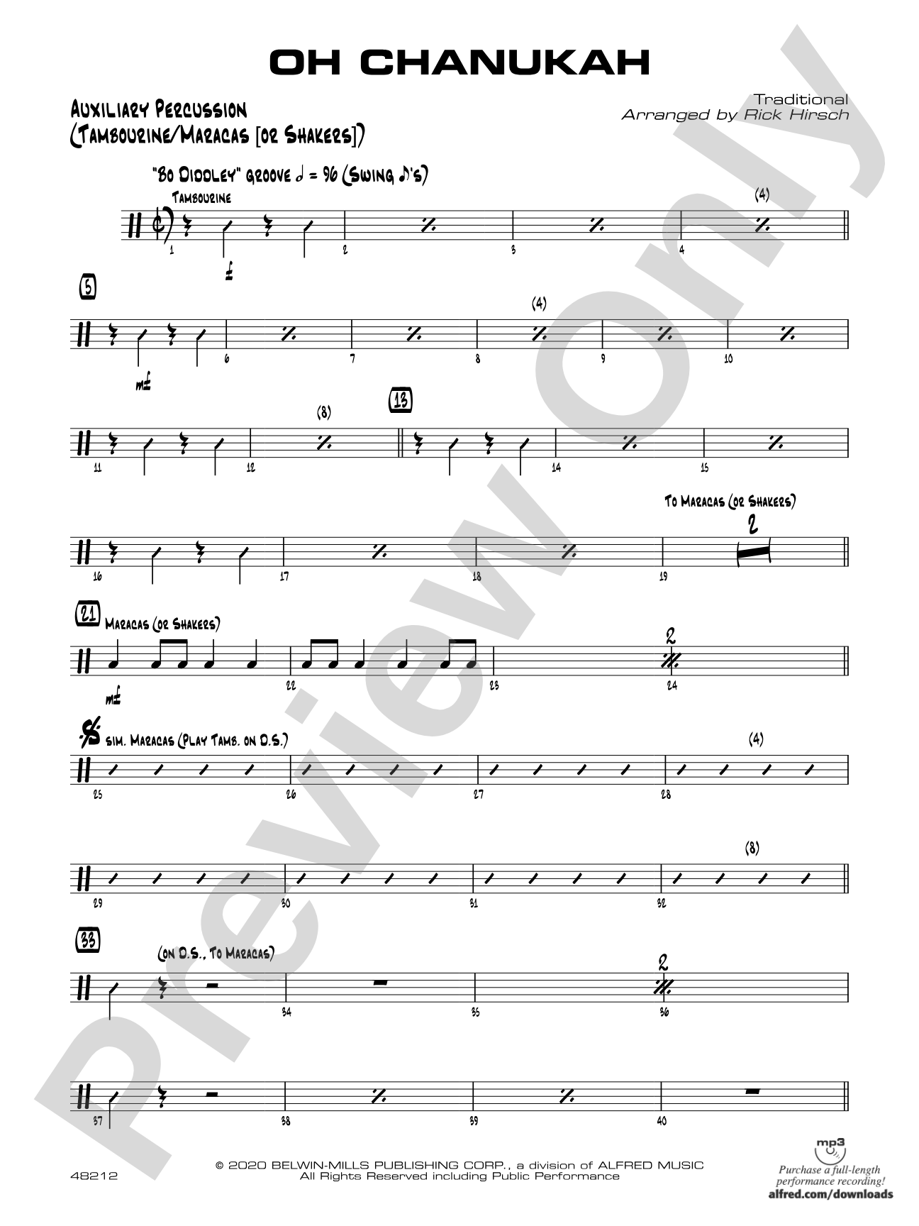 Oh Chanukah: Auxiliary Percussion