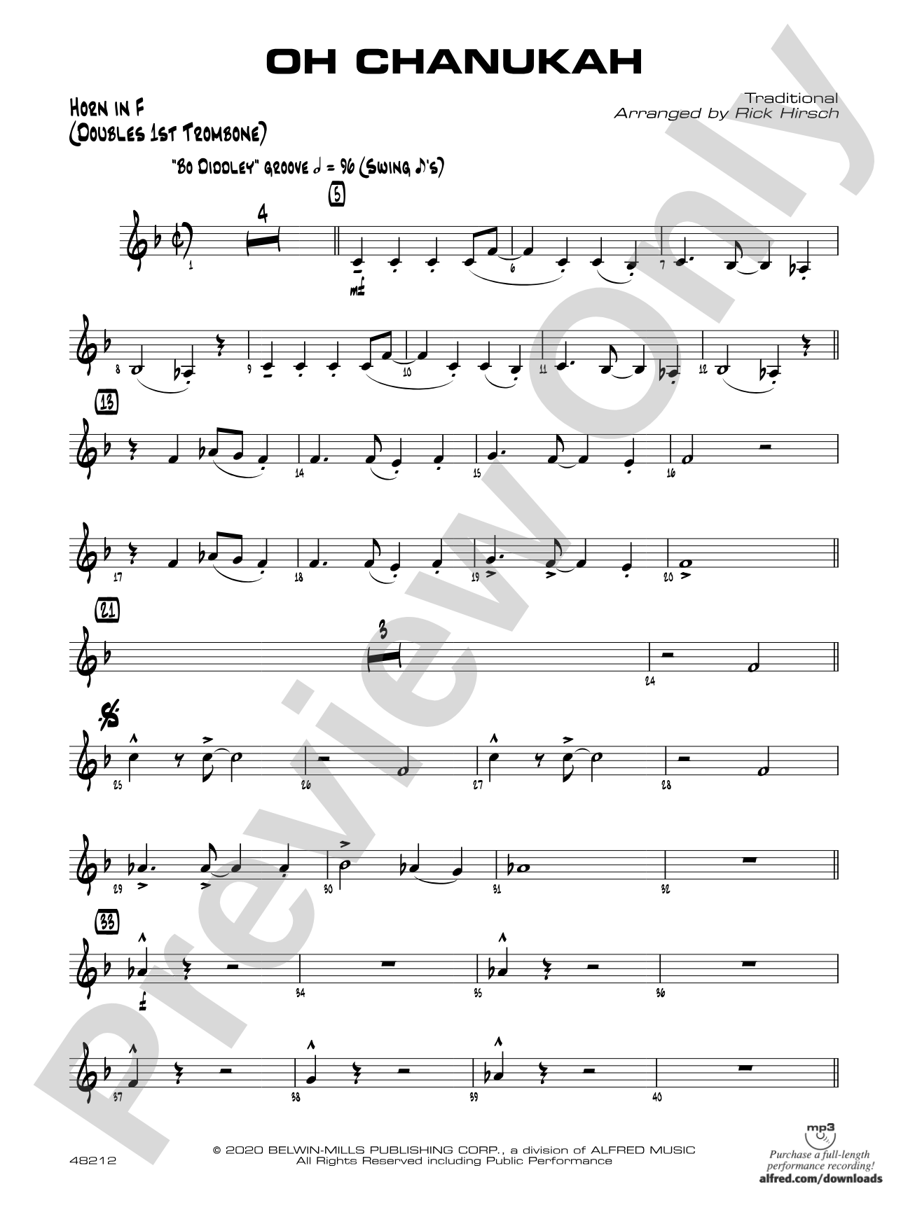Oh Chanukah: 1st F Horn