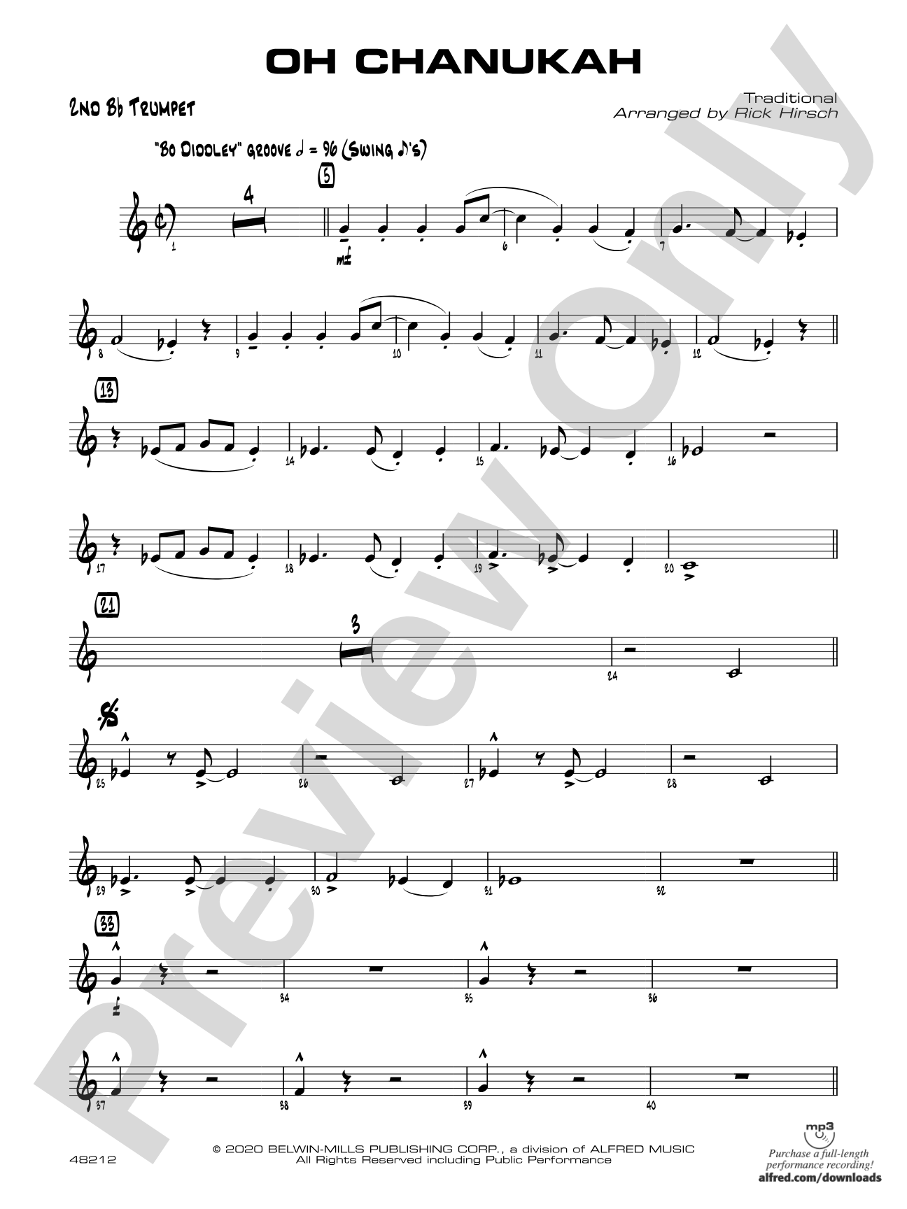Oh Chanukah: 2nd B-flat Trumpet
