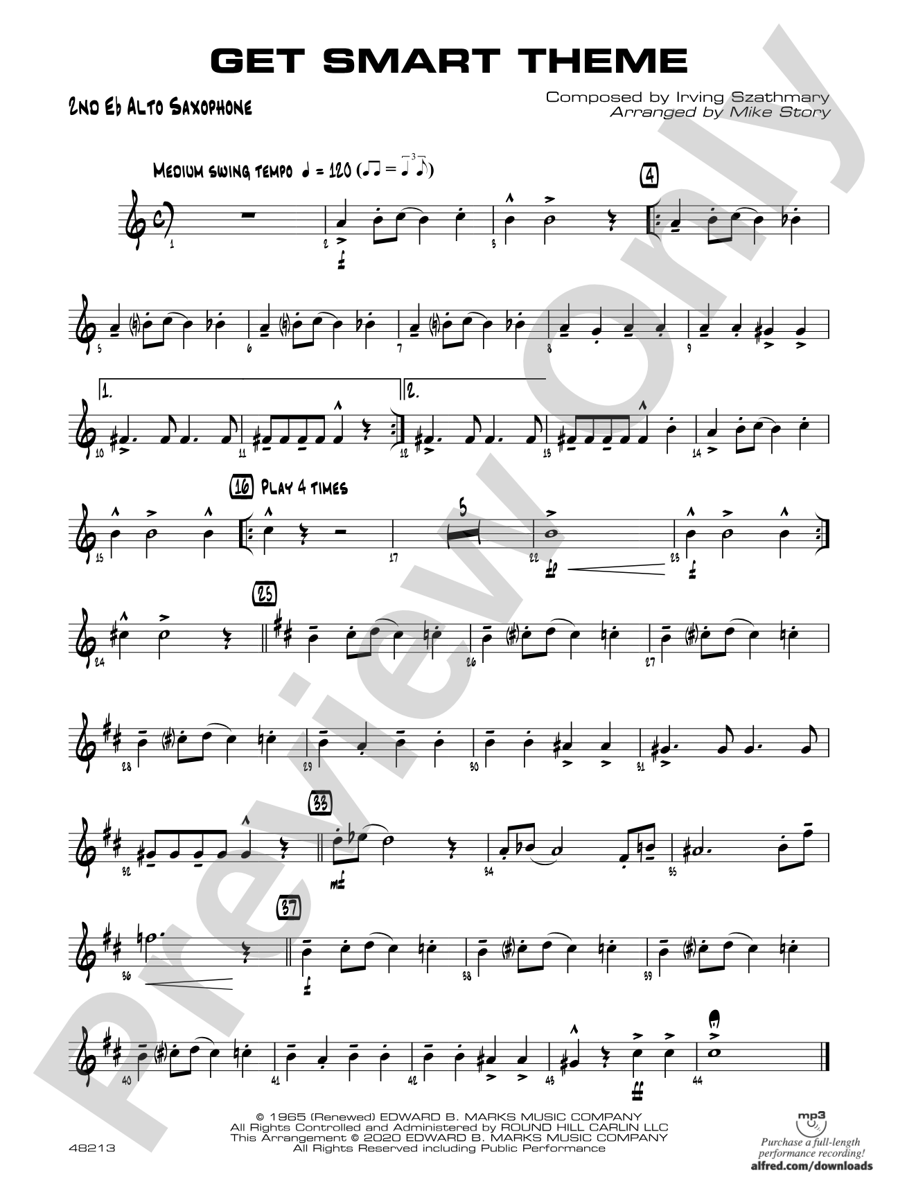 Get Smart Theme: 2nd E-flat Alto Saxophone