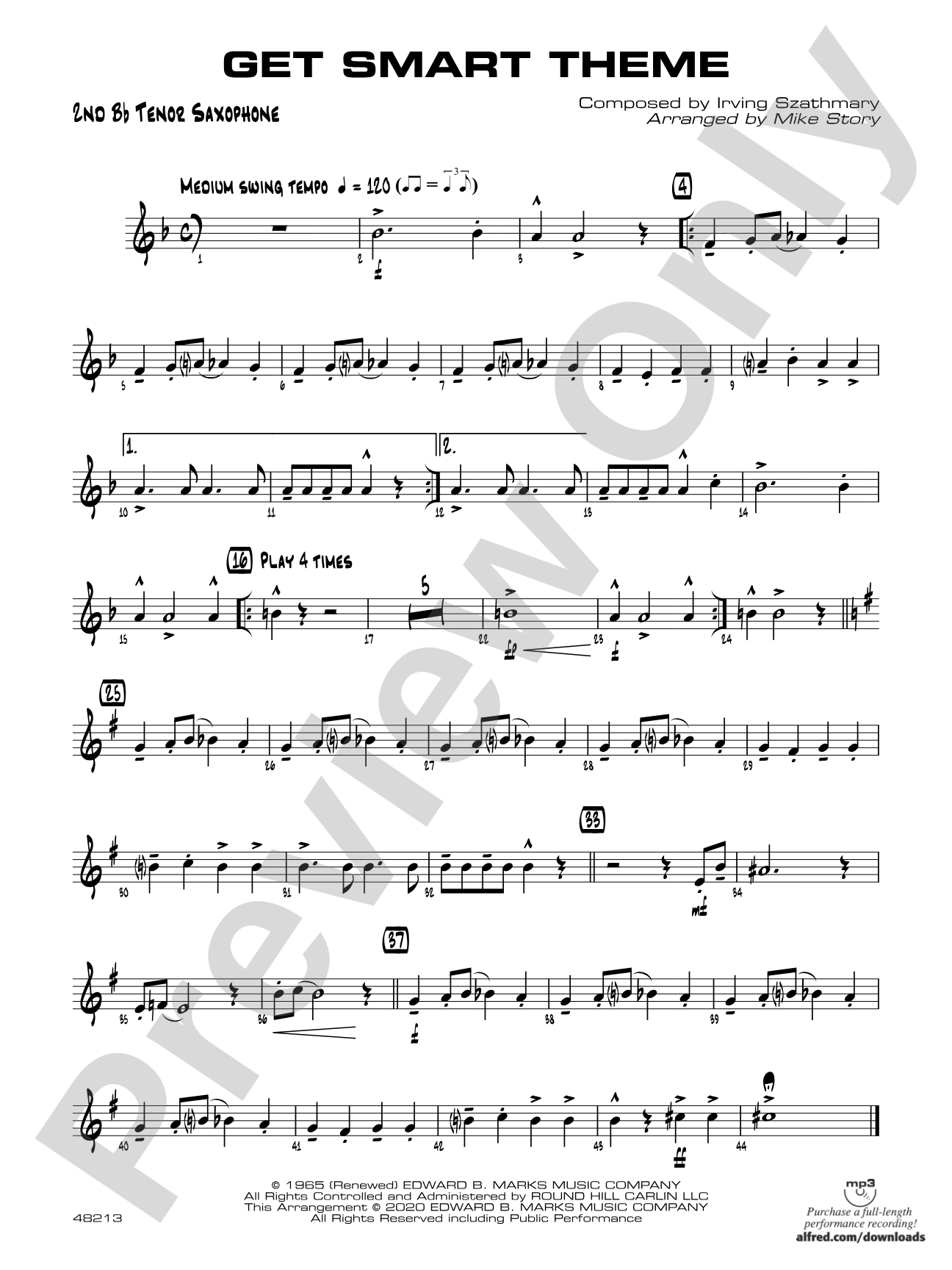 Get Smart Theme: 2nd B-flat Tenor Saxophone