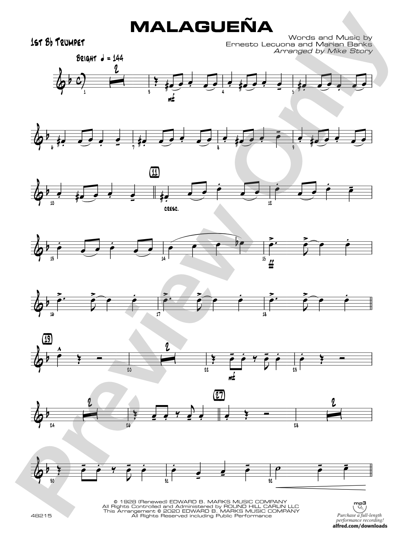 Malagueña: 1st B-flat Trumpet