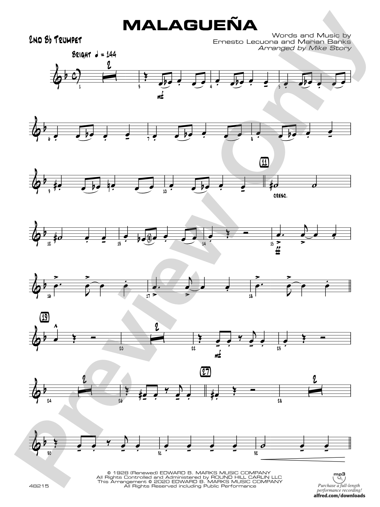Malagueña: 2nd B-flat Trumpet