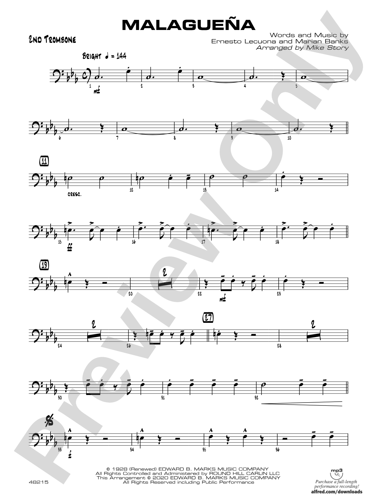 Malagueña: 2nd Trombone