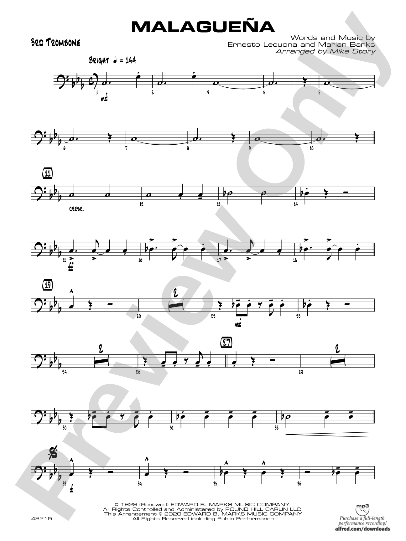 Malagueña: 3rd Trombone