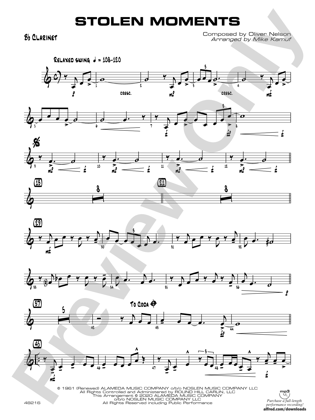 Stolen Moments: 1st B-flat Clarinet