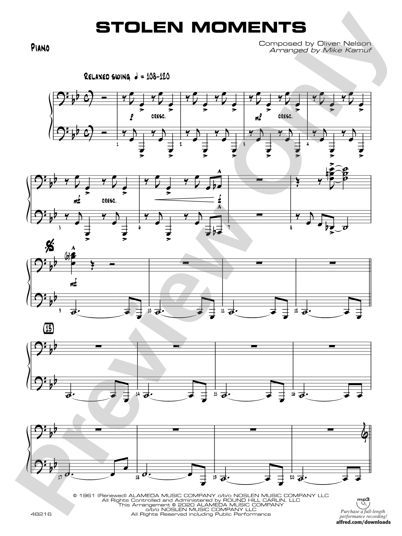 Stolen Moments: Piano Accompaniment