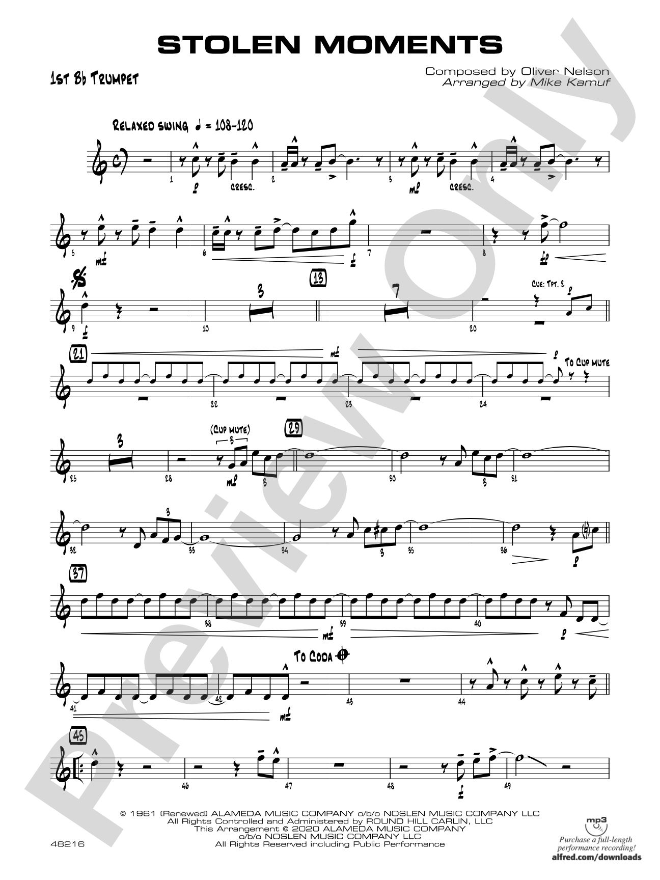 Stolen Moments: 1st B-flat Trumpet