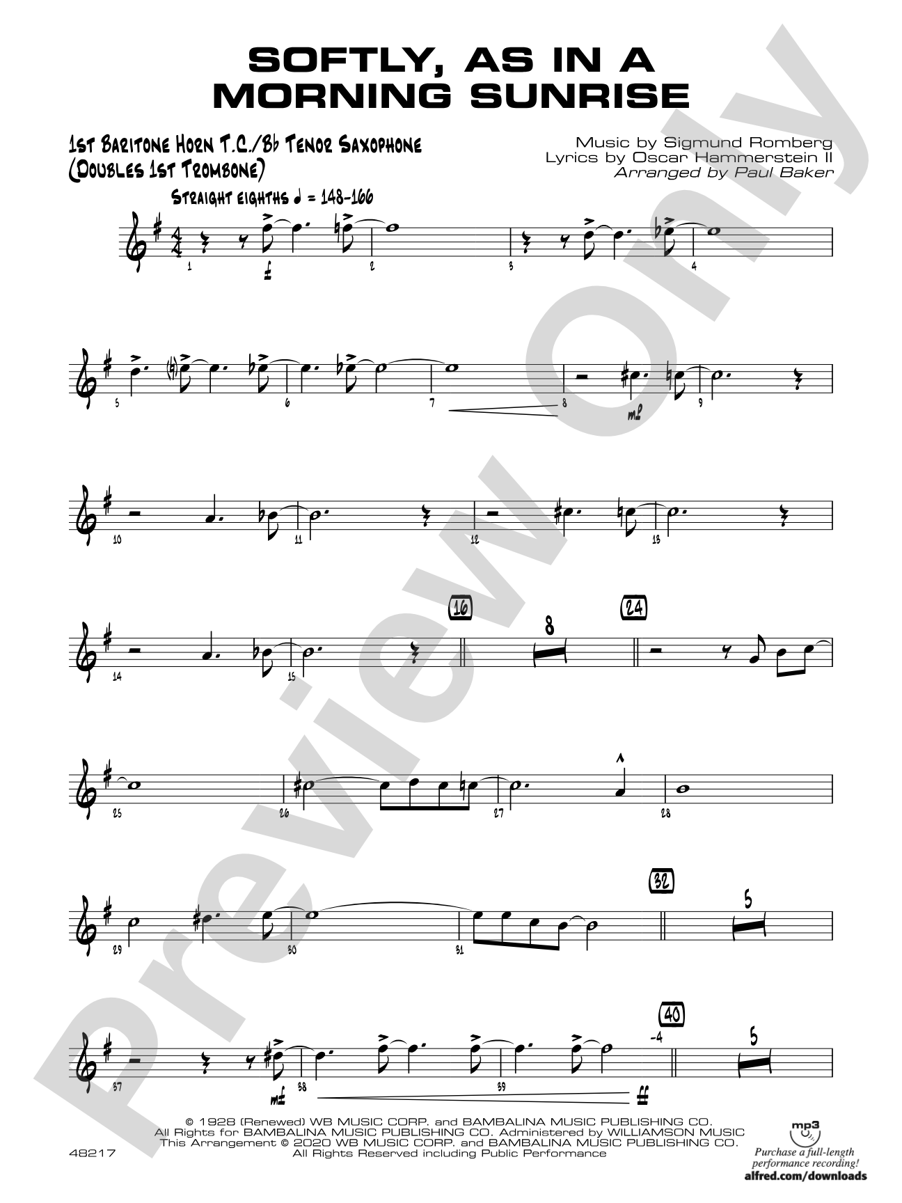 Softly, as in a Morning Sunrise: Baritone T.C.