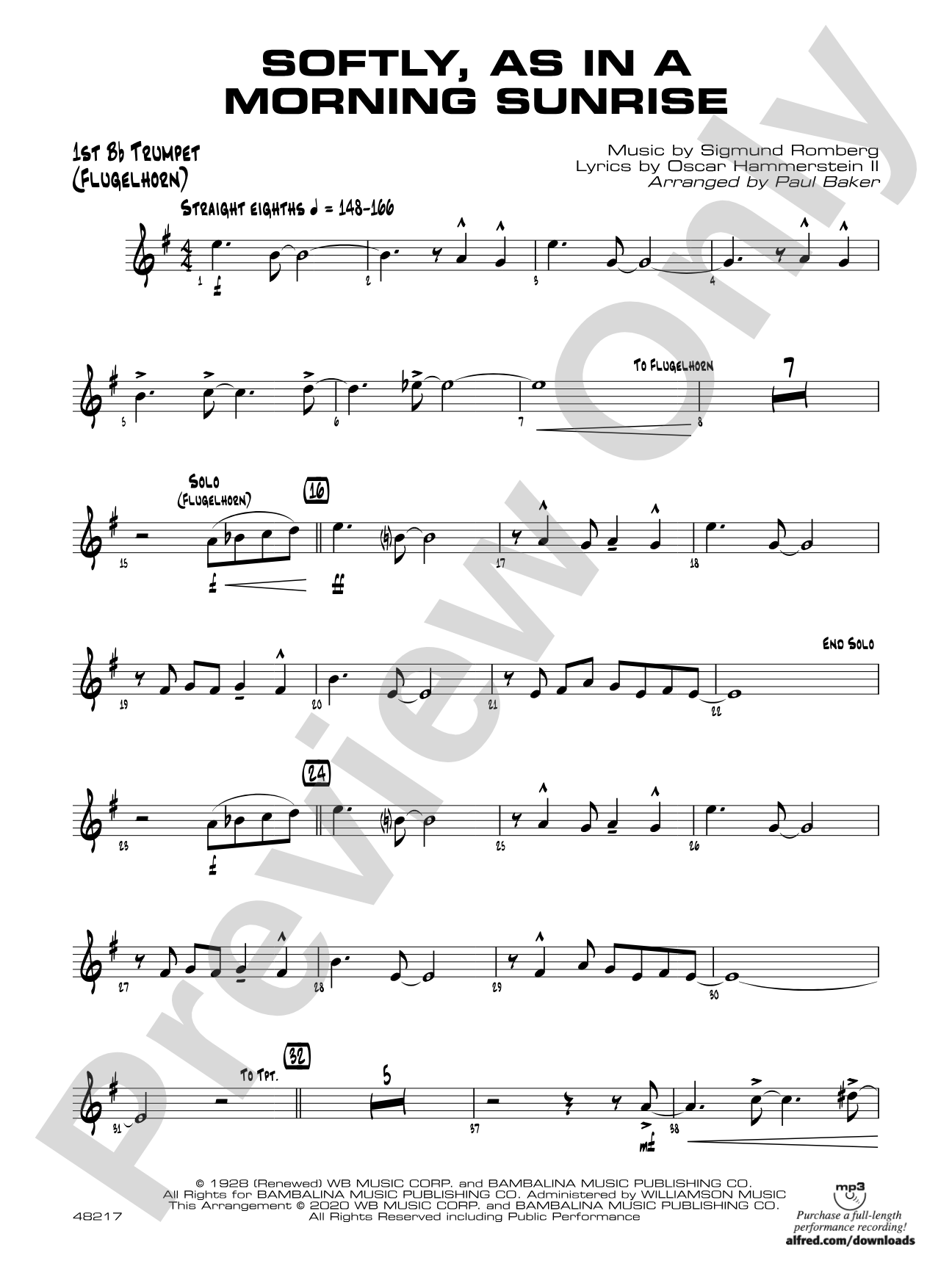Softly, as in a Morning Sunrise: 1st B-flat Trumpet