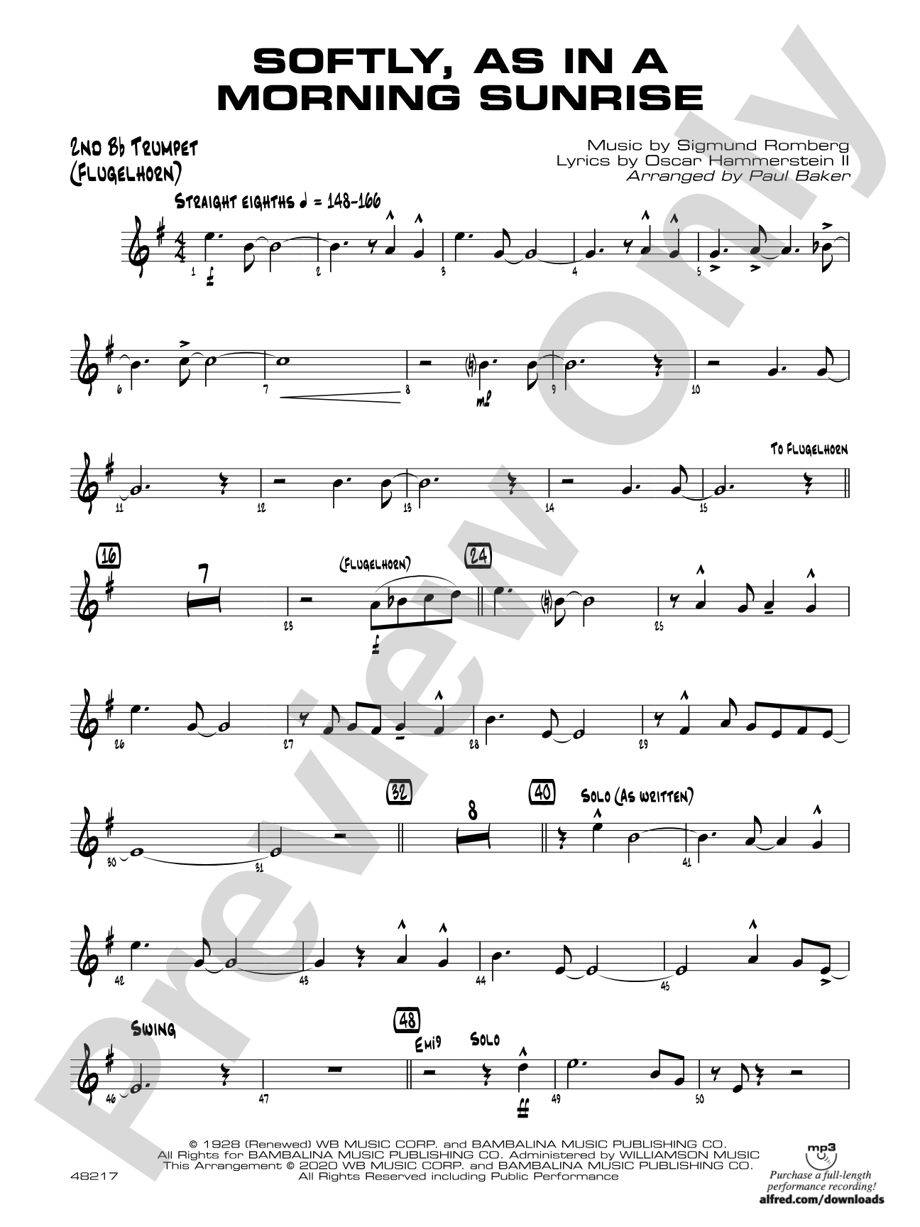 Softly, as in a Morning Sunrise: 2nd B-flat Trumpet