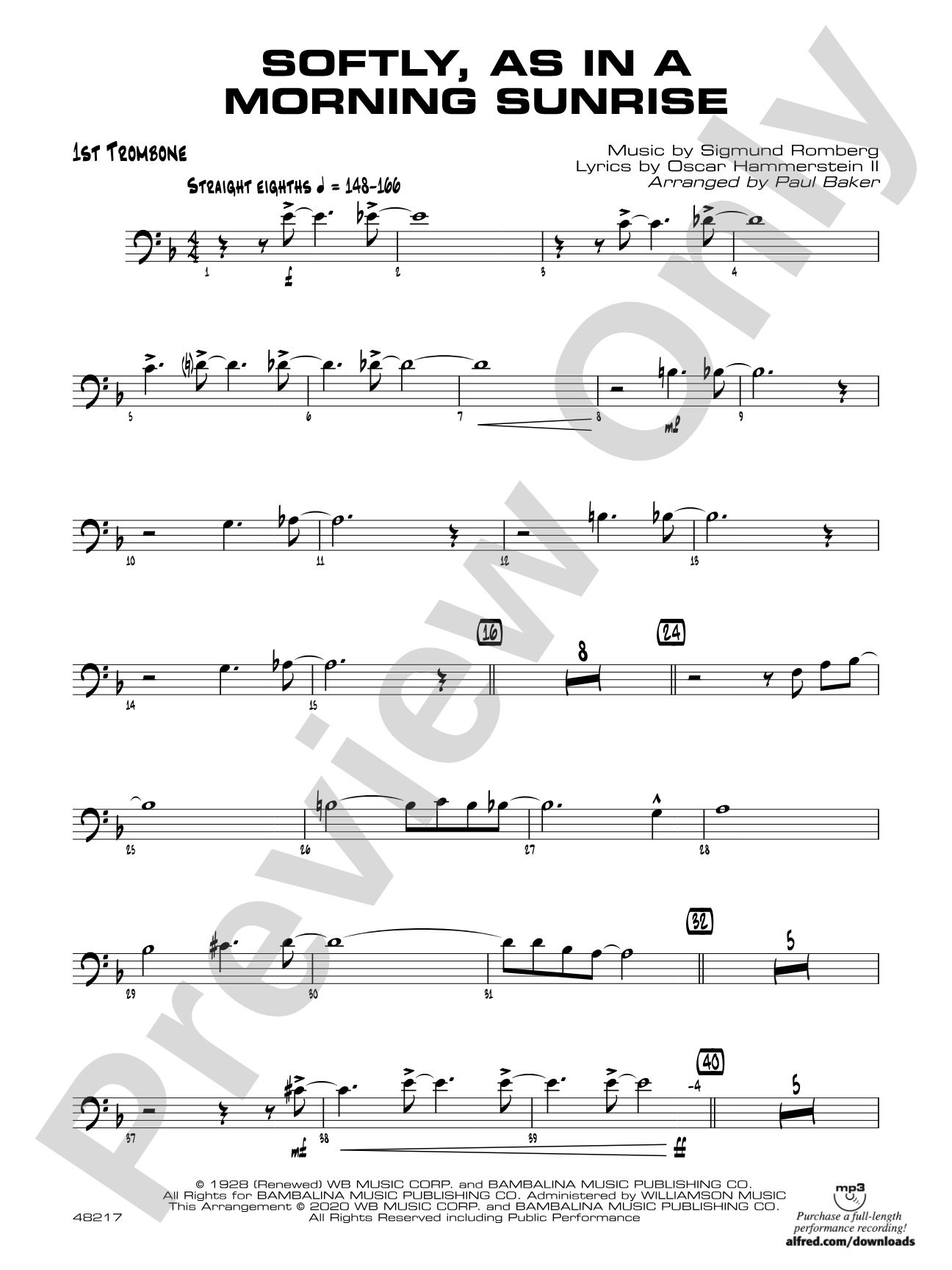Softly, as in a Morning Sunrise: 1st Trombone