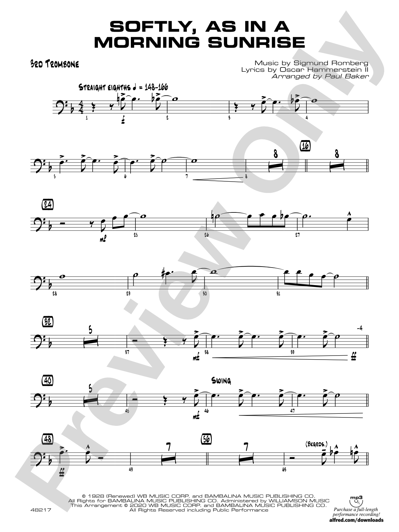 Softly, as in a Morning Sunrise: 3rd Trombone