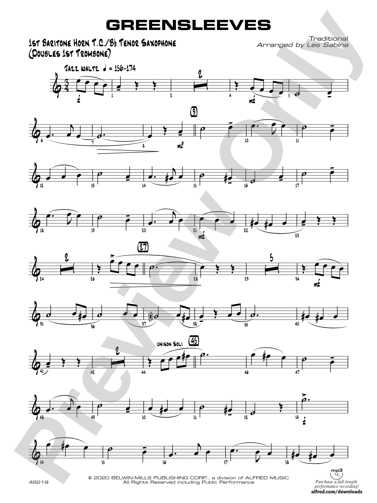 Greensleeves: Baritone T.C.
