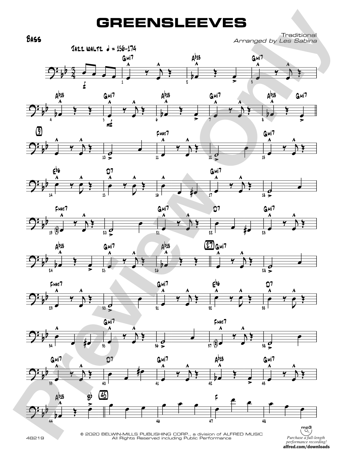 Greensleeves: String Bass