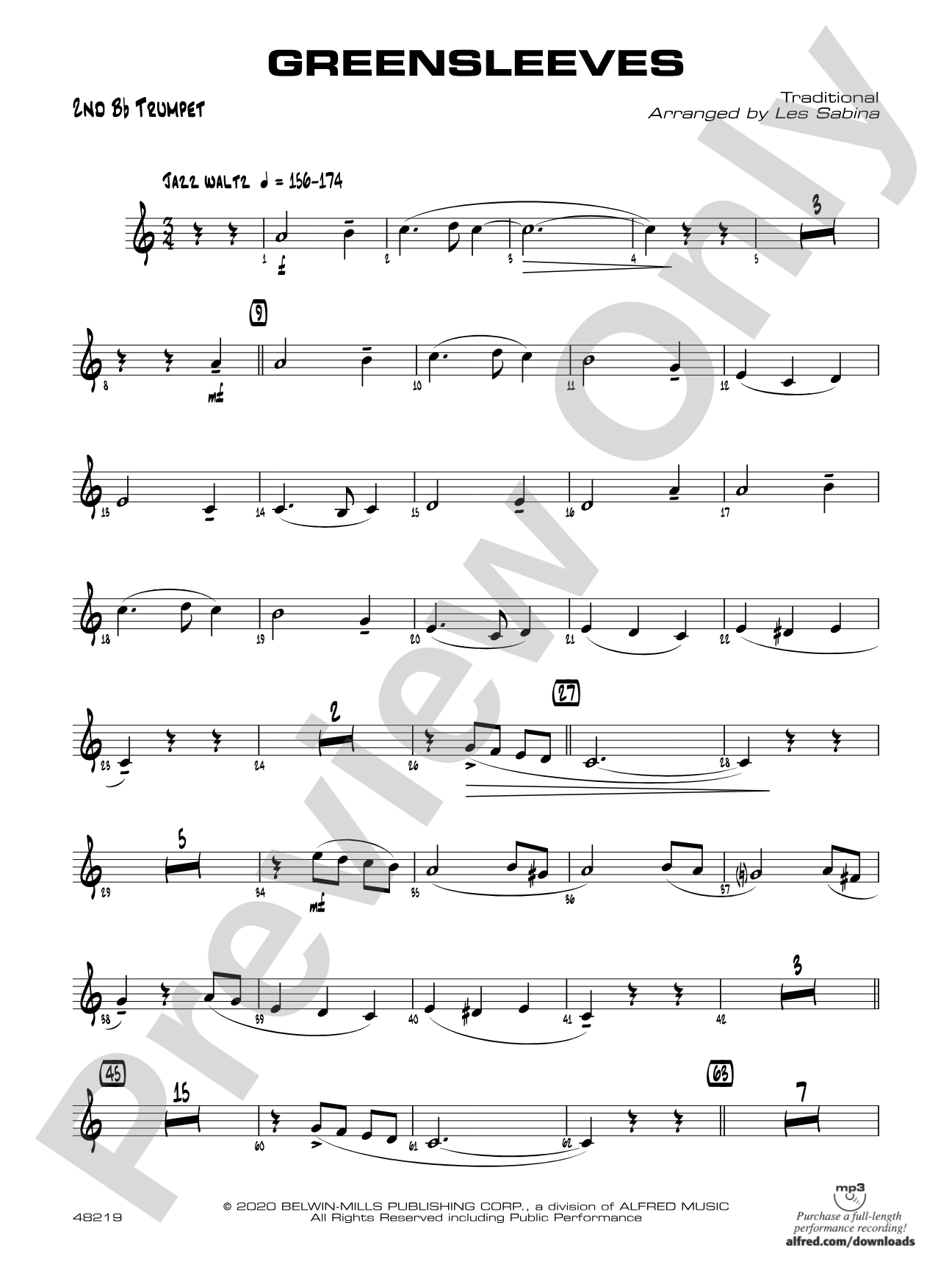 Greensleeves: 2nd B-flat Trumpet