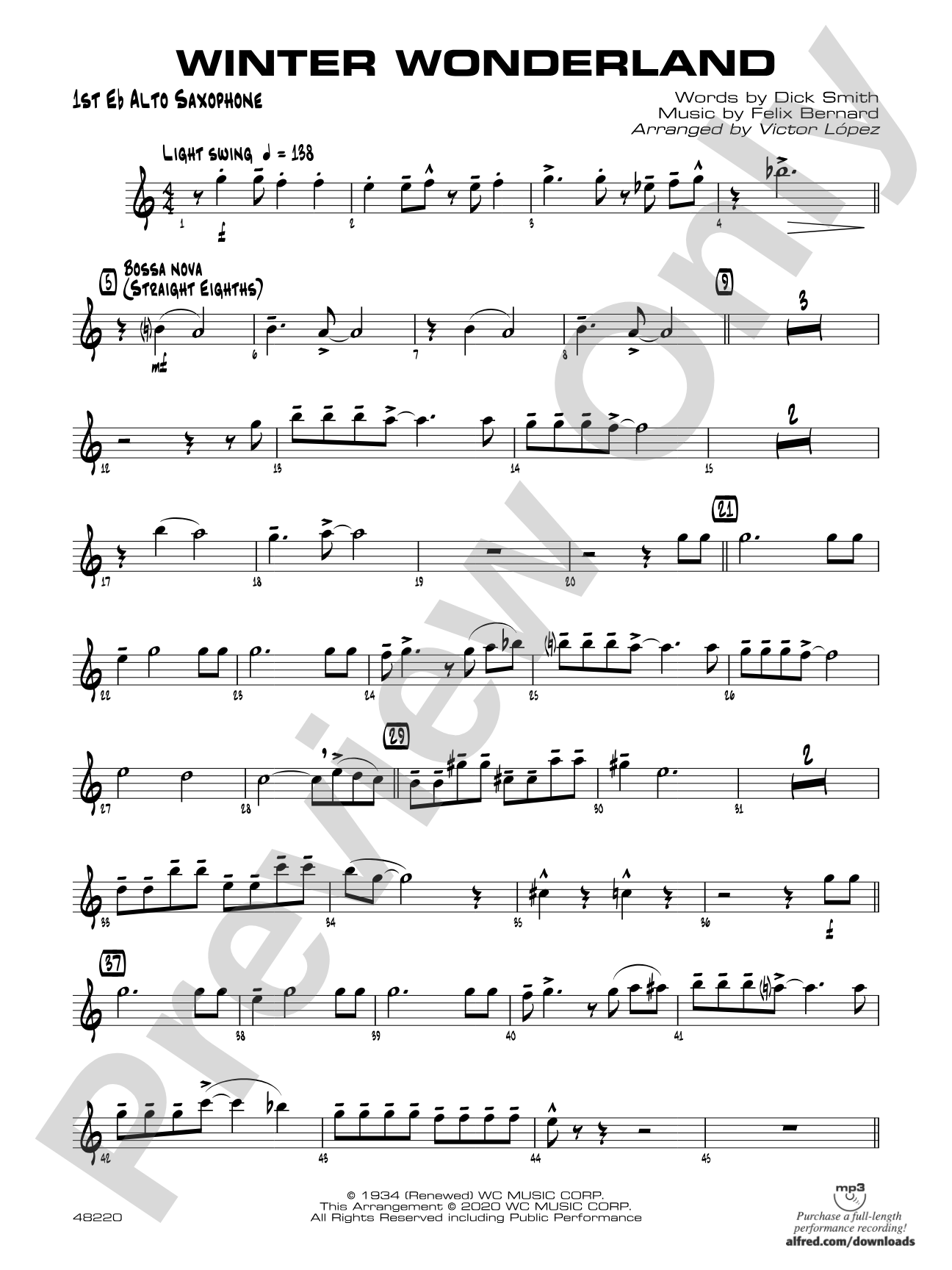Winter Wonderland: E-flat Alto Saxophone
