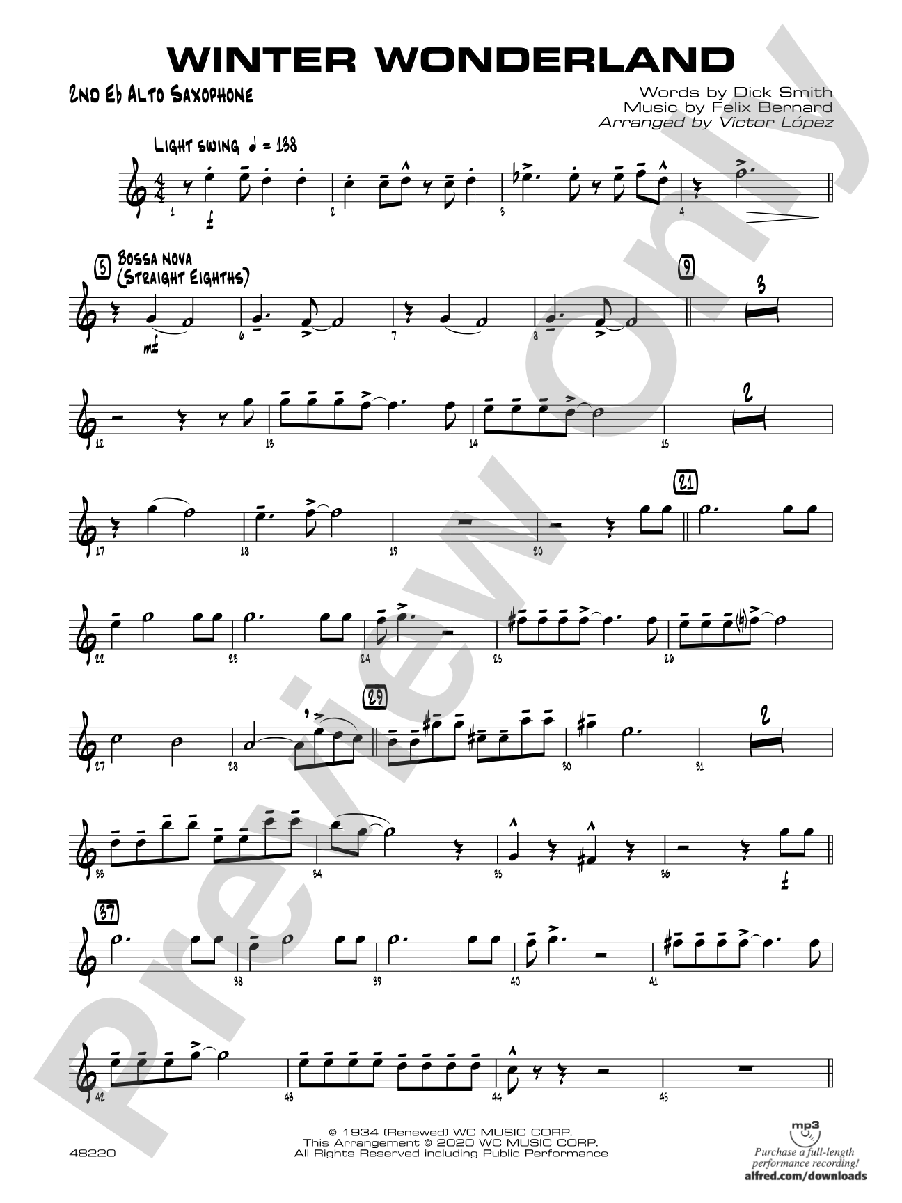 Winter Wonderland: 2nd E-flat Alto Saxophone