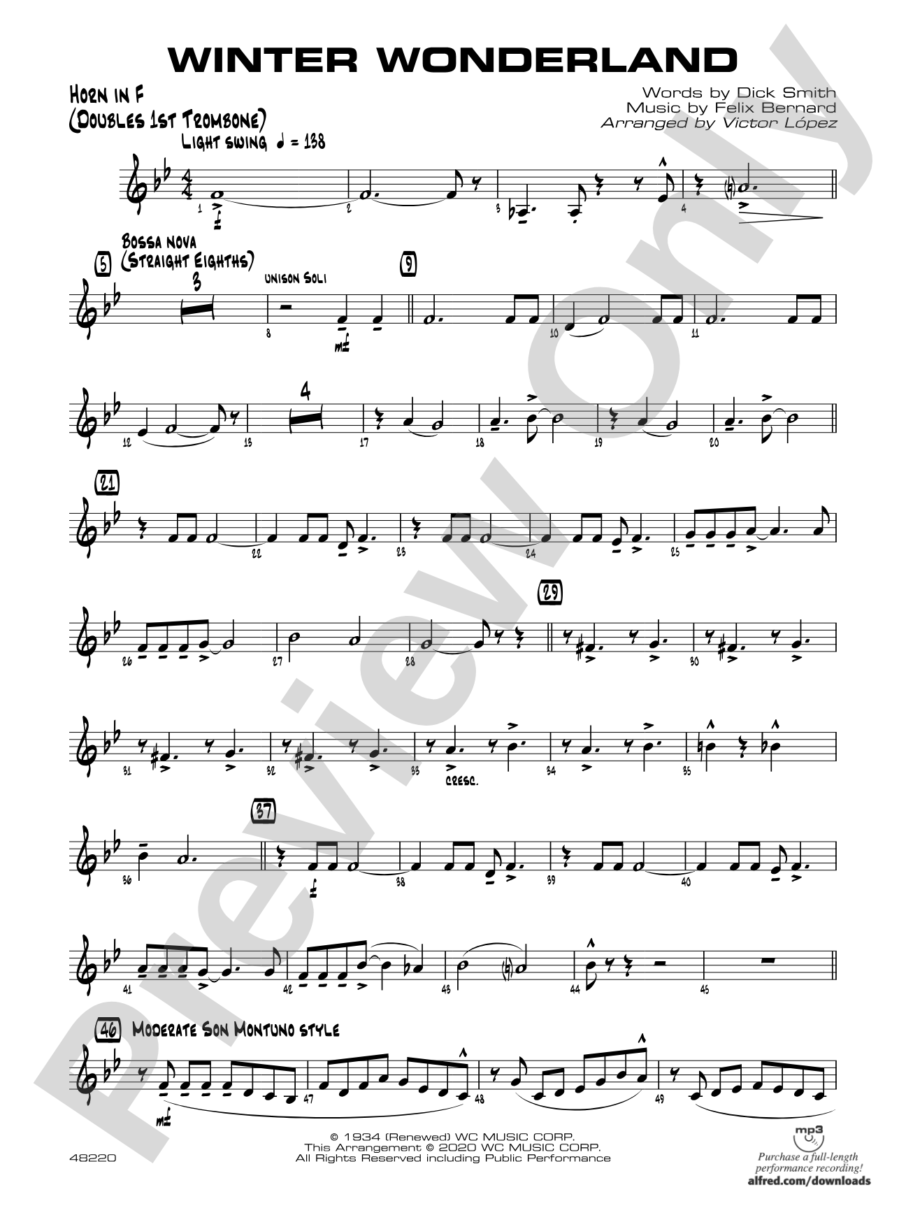 Winter Wonderland: 1st F Horn