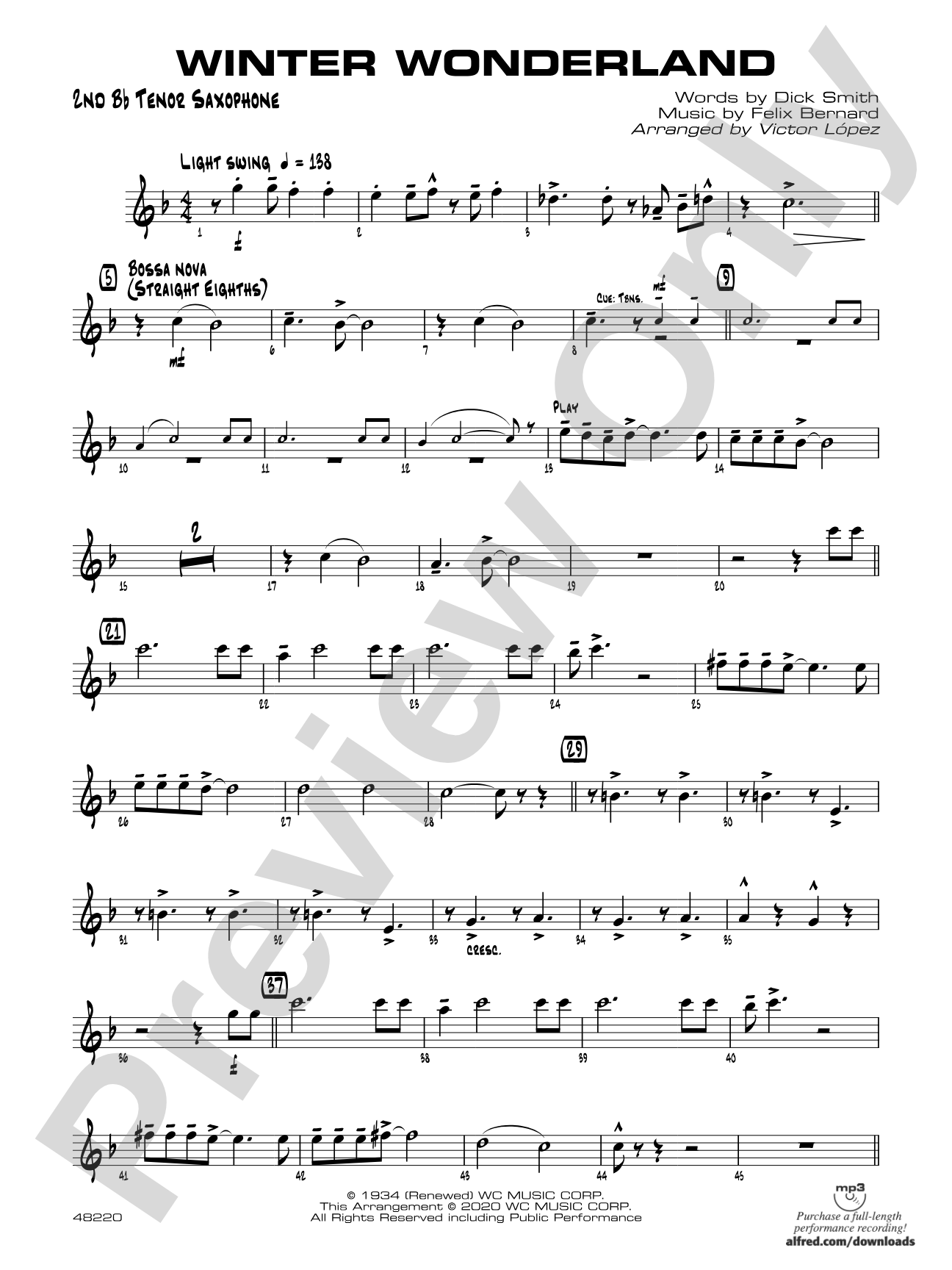 Winter Wonderland: 2nd B-flat Tenor Saxophone