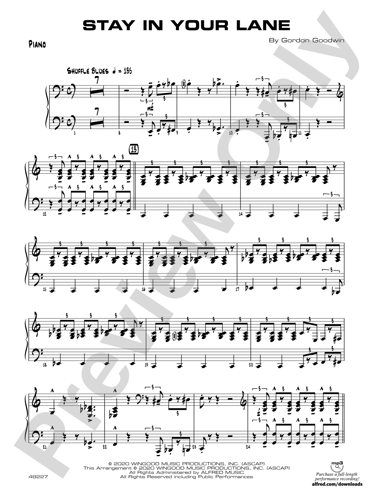 Stay in Your Lane: Piano Accompaniment