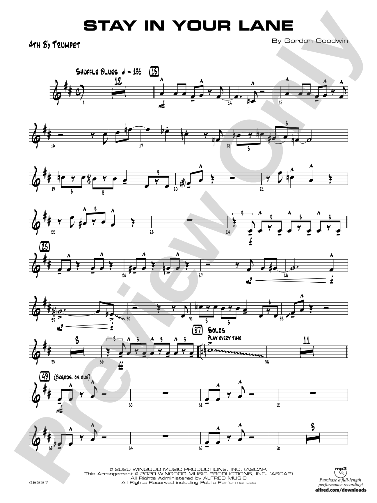 Stay in Your Lane: 4th B-flat Trumpet