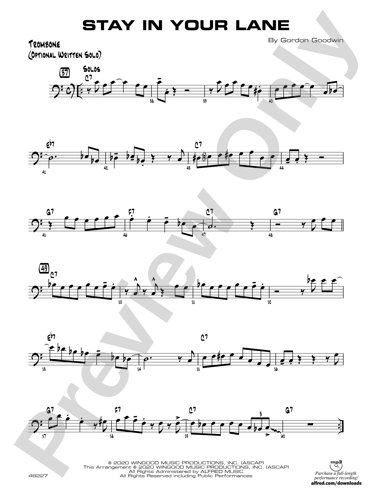Stay in Your Lane: Trombone Optional Solo