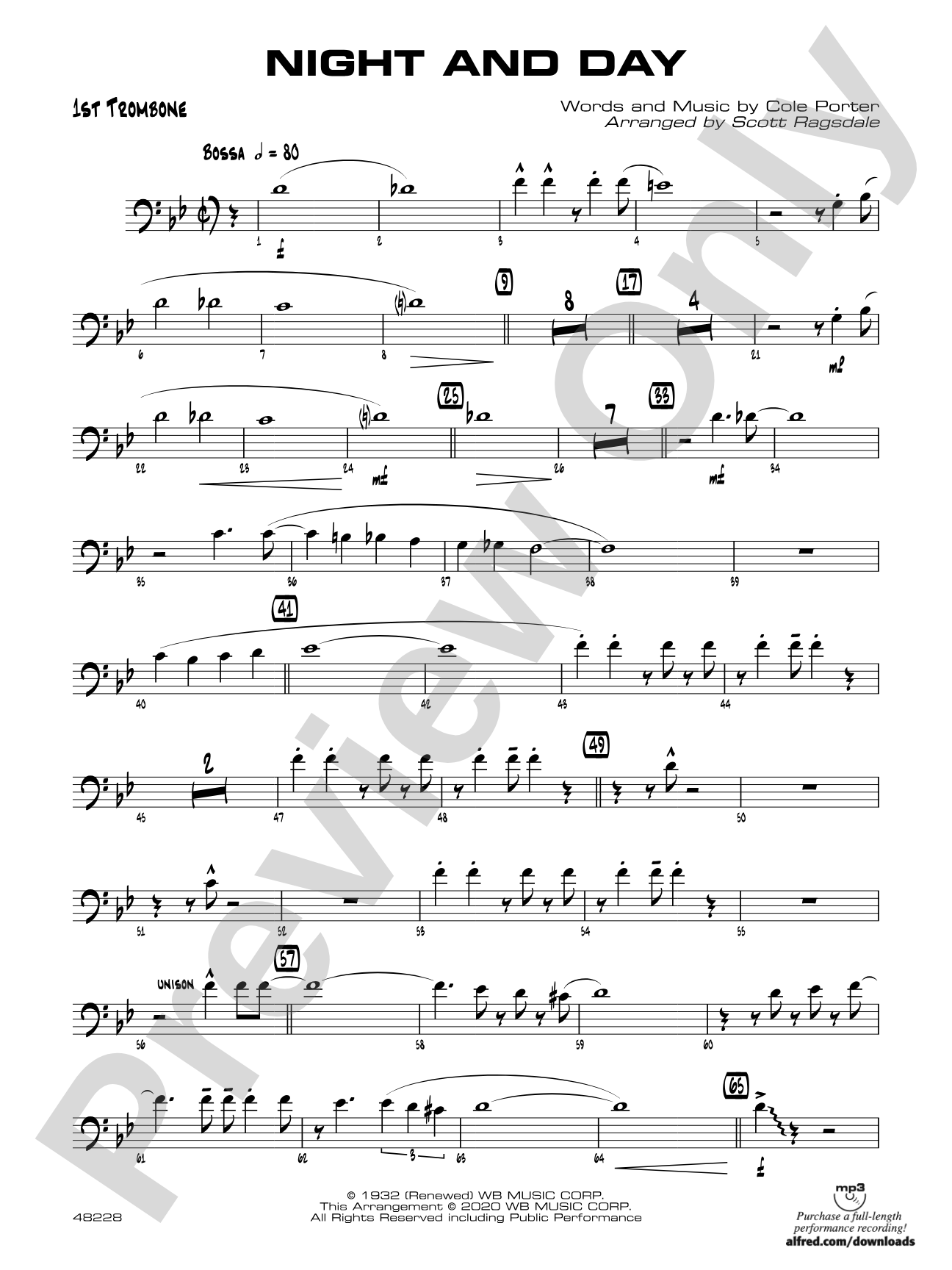 Night and Day: 1st Trombone