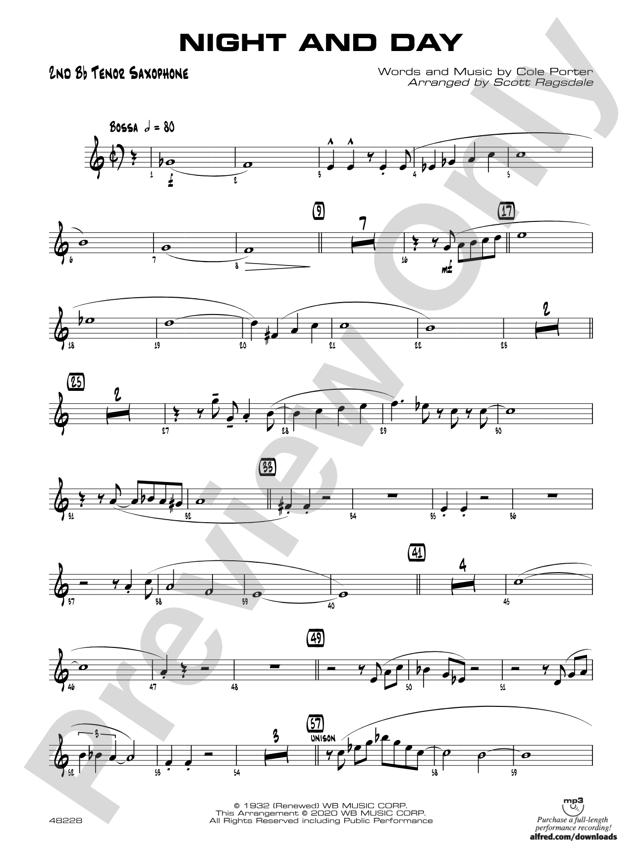 Night and Day: 2nd B-flat Tenor Saxophone