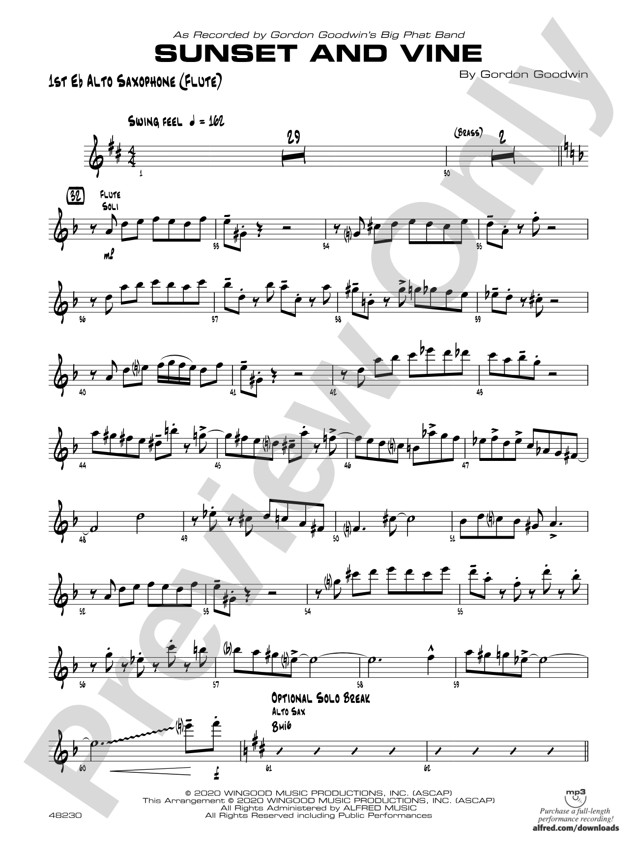 Sunset and Vine: 1st E-flat Alto Saxophone (Flute)