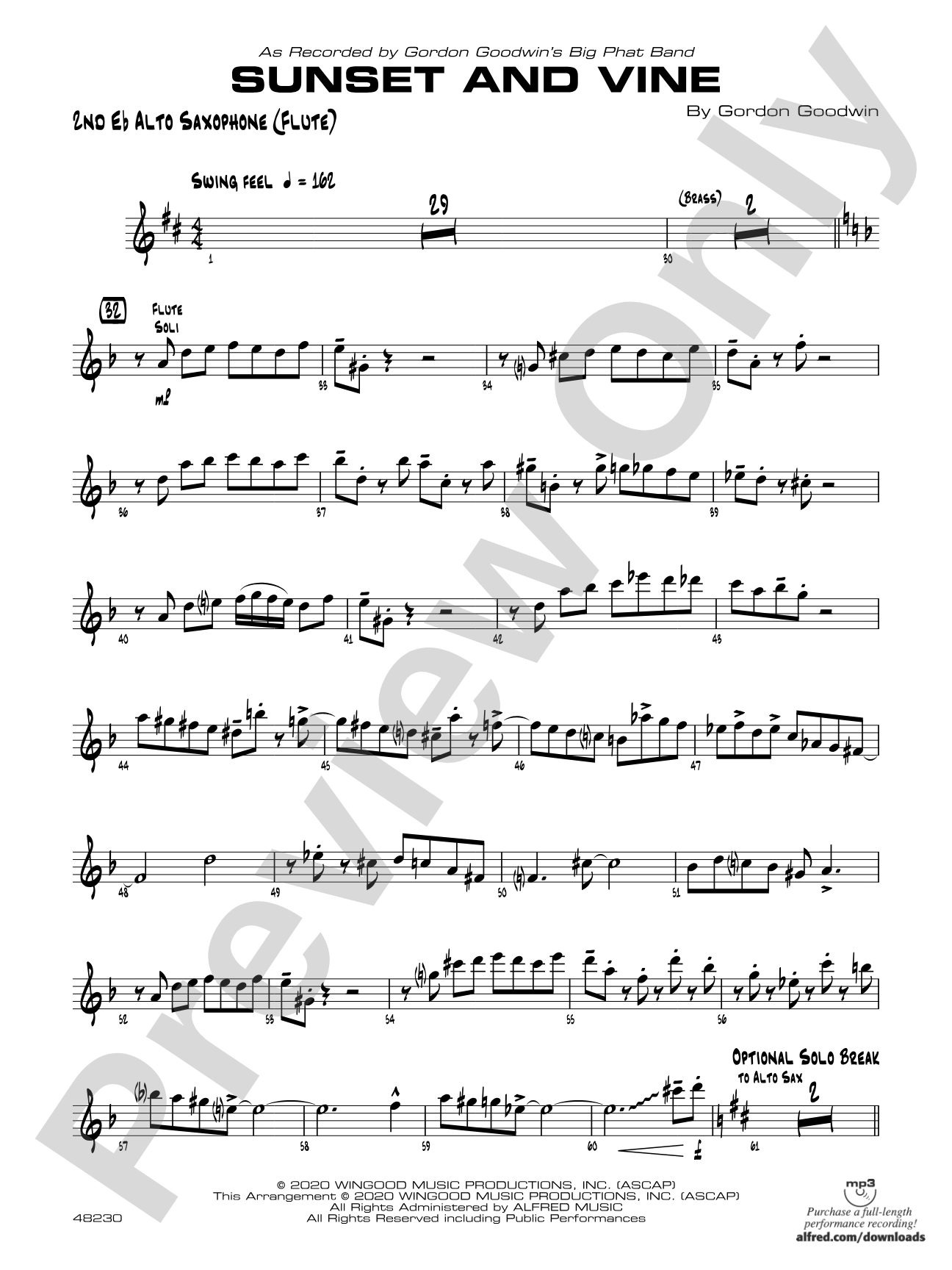 Sunset and Vine: 2nd E-flat Alto Saxophone (Flute)