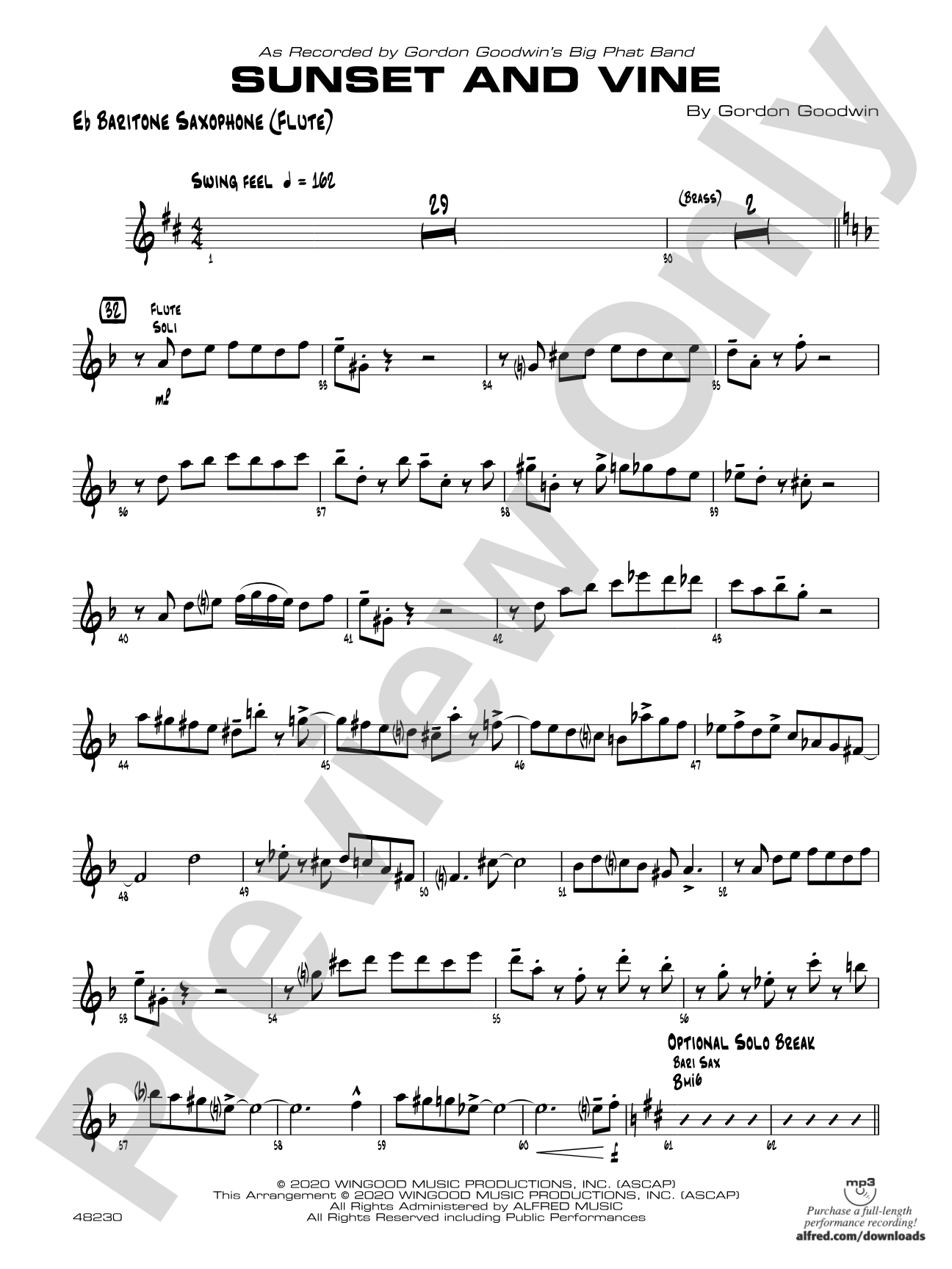 Sunset and Vine: E-flat Baritone Saxophone (Flute)
