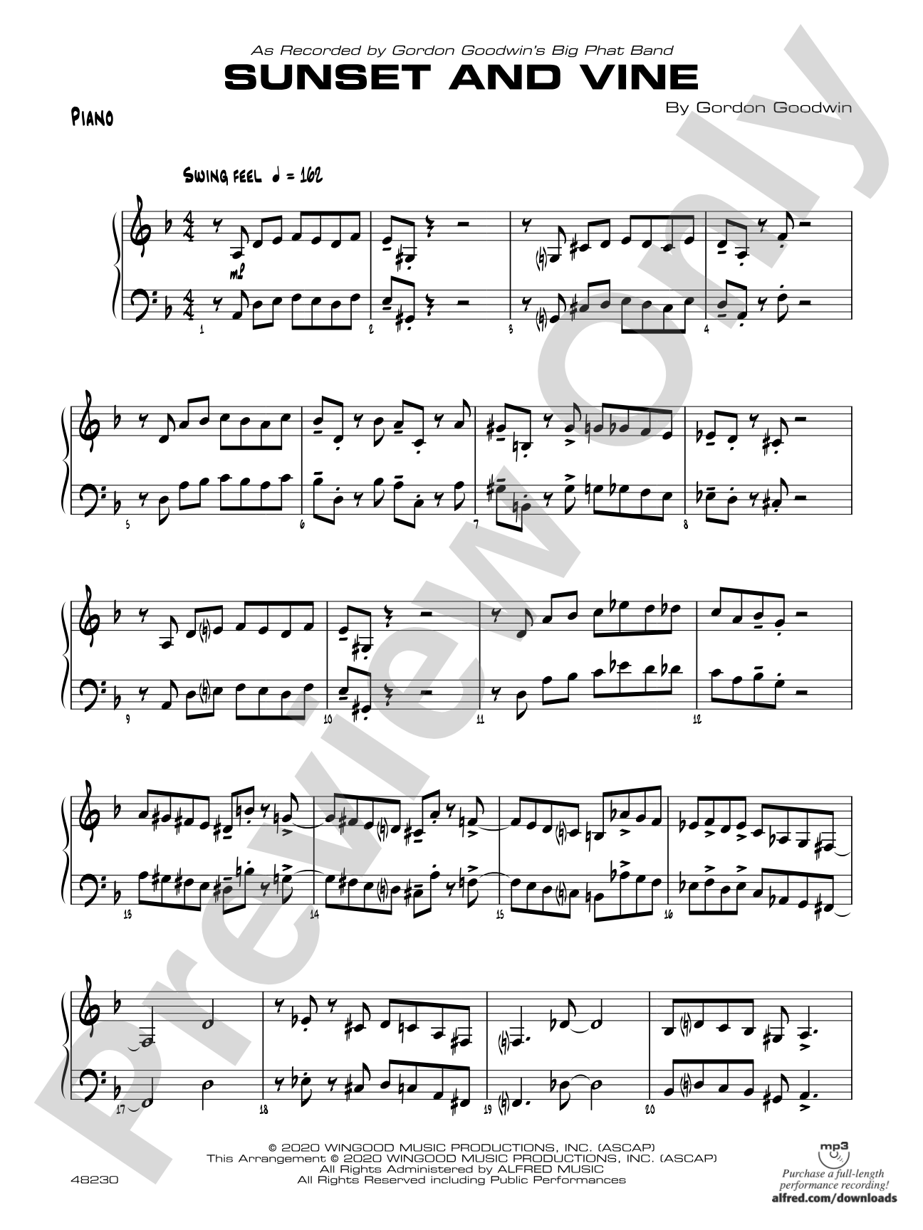Sunset and Vine: Piano Accompaniment