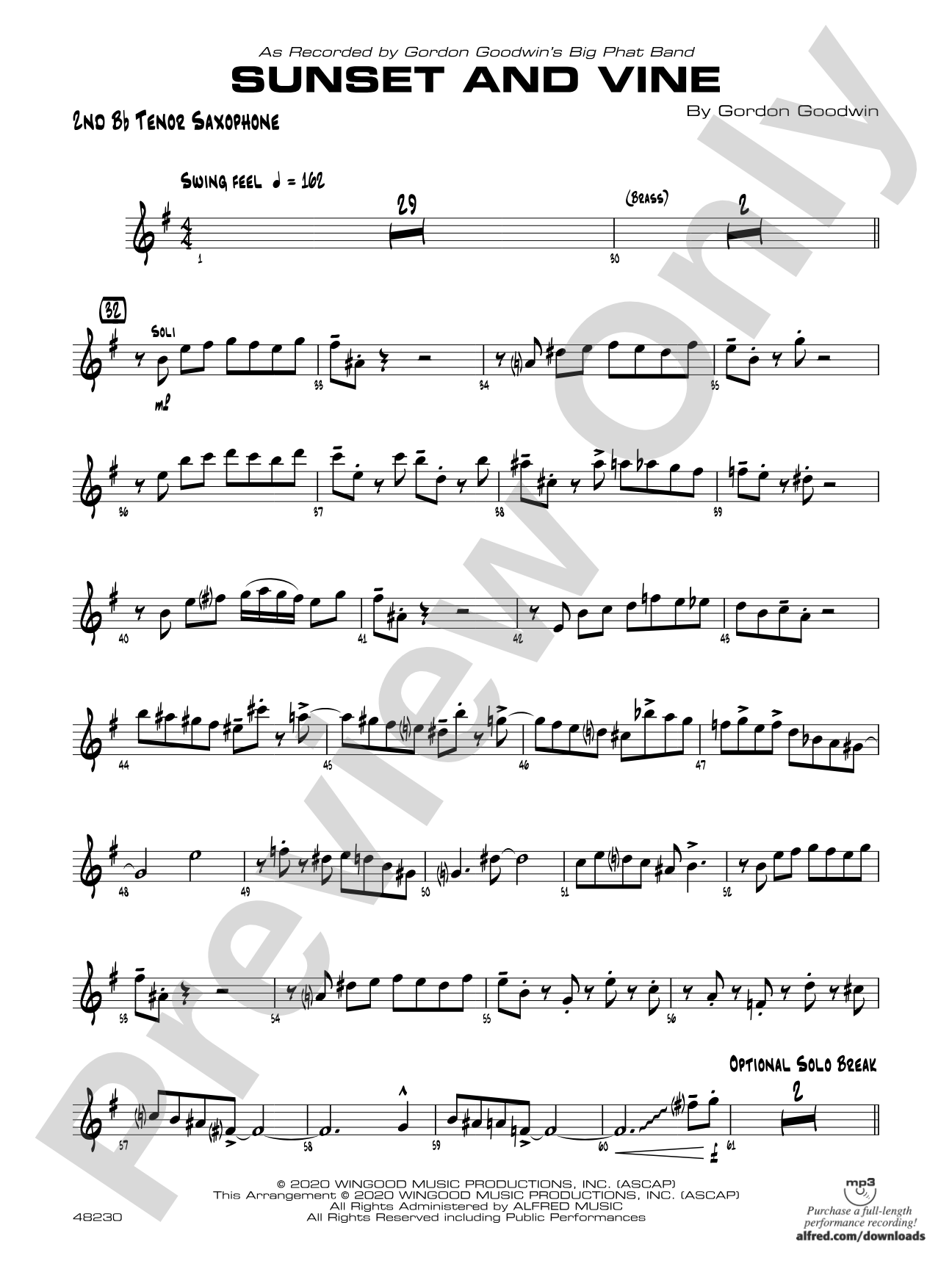 Sunset and Vine: 2nd B-flat Tenor Saxophone