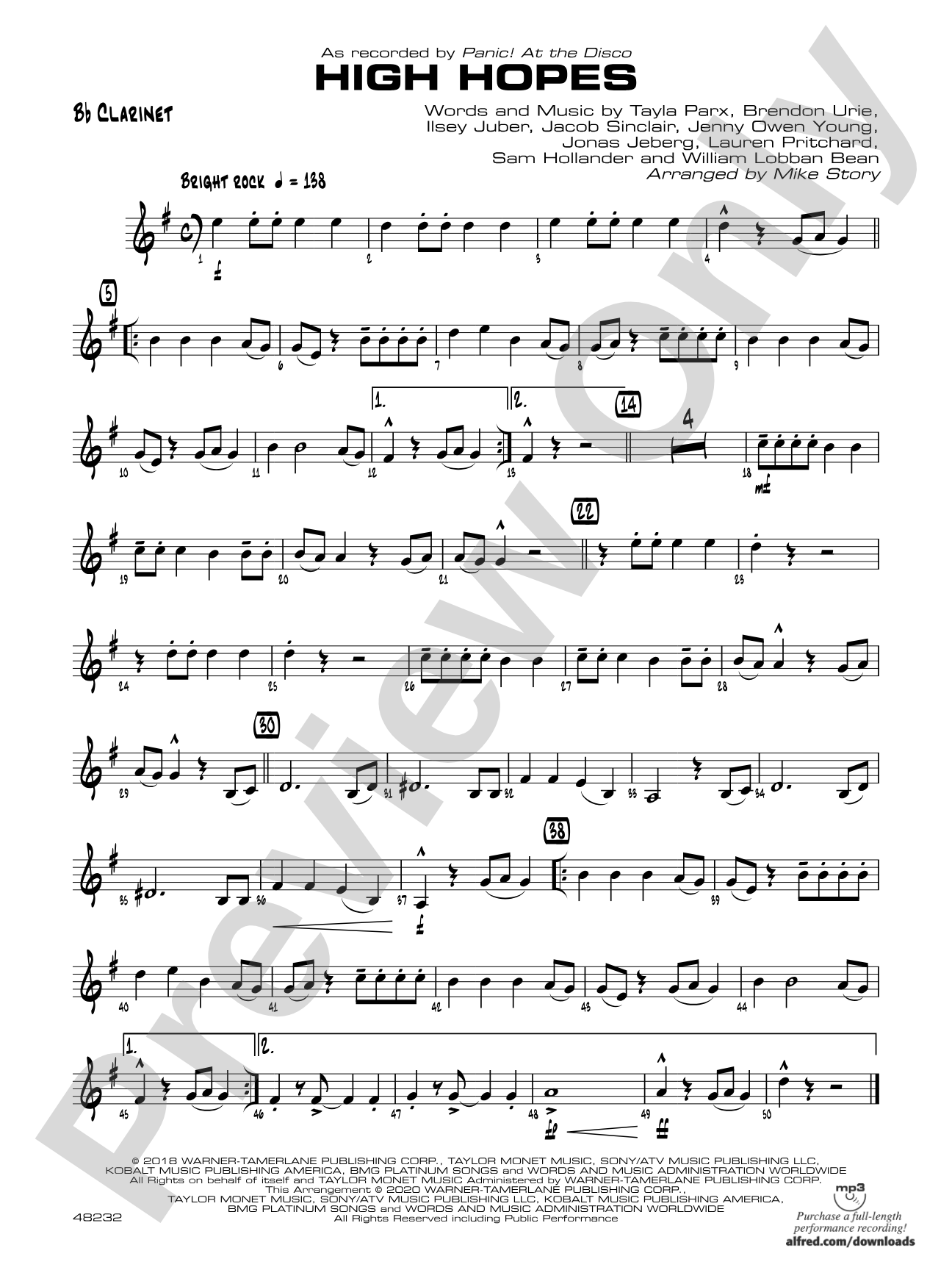 High Hopes: 1st B-flat Clarinet