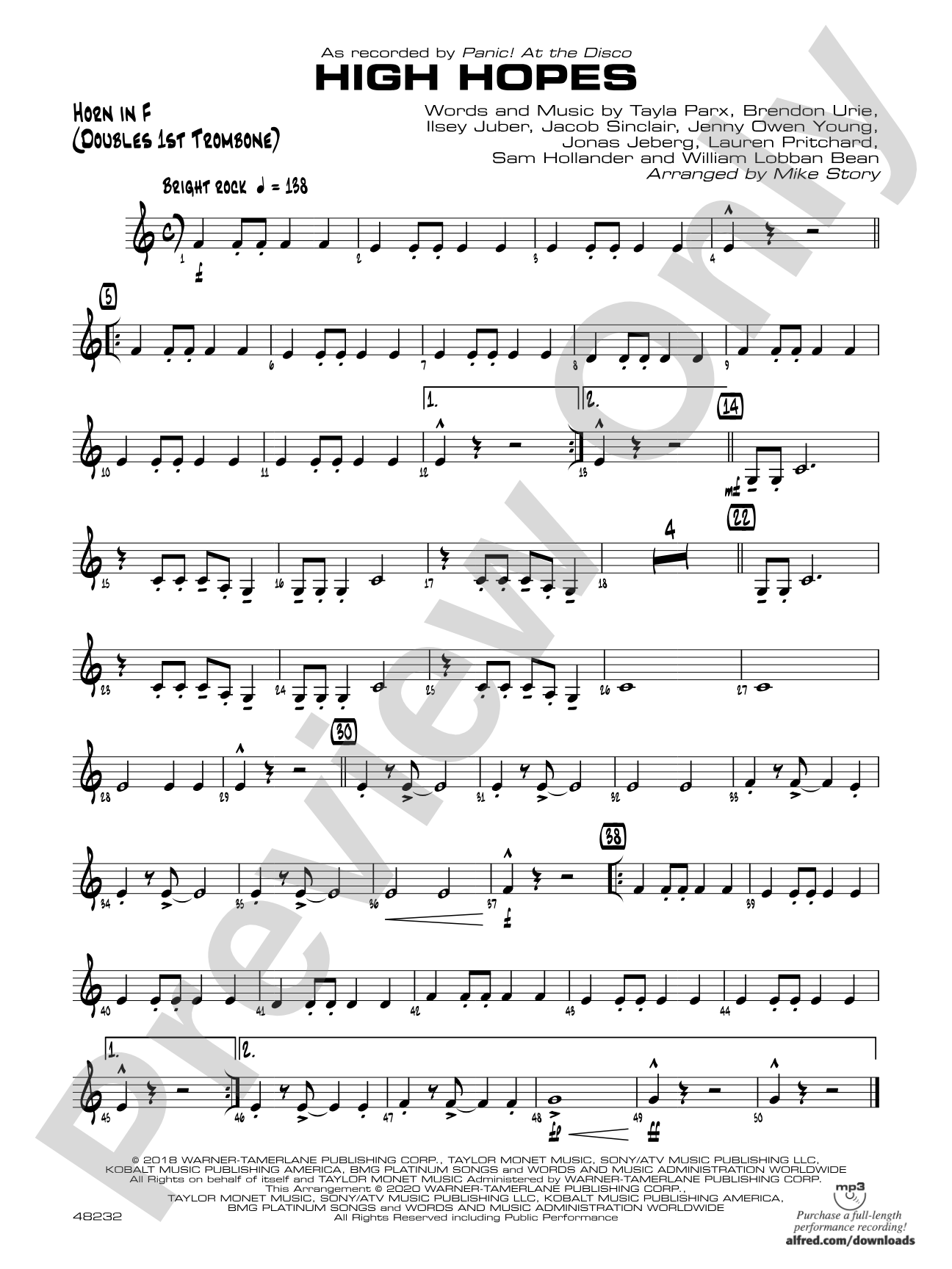 High Hopes: 1st F Horn