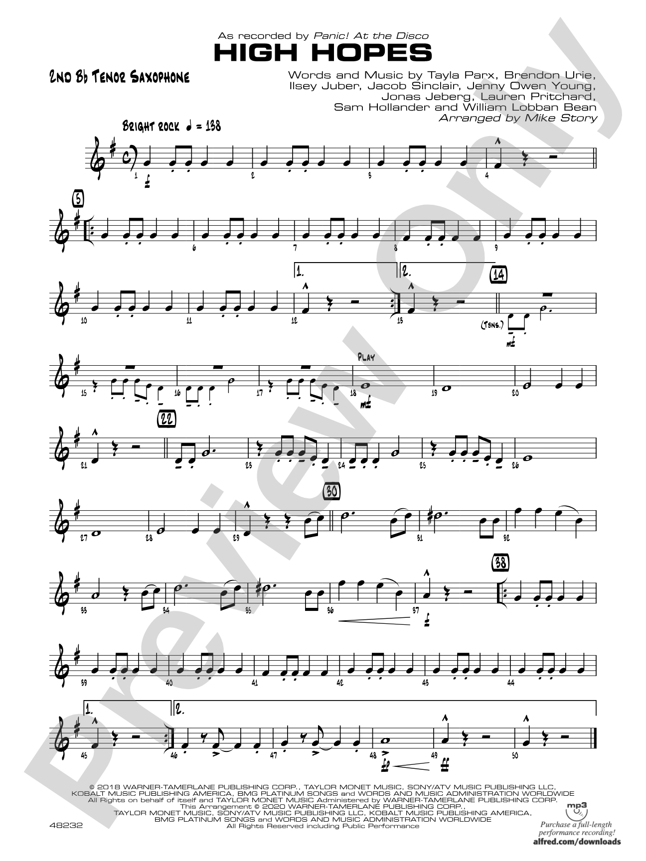 High Hopes: 2nd B-flat Tenor Saxophone