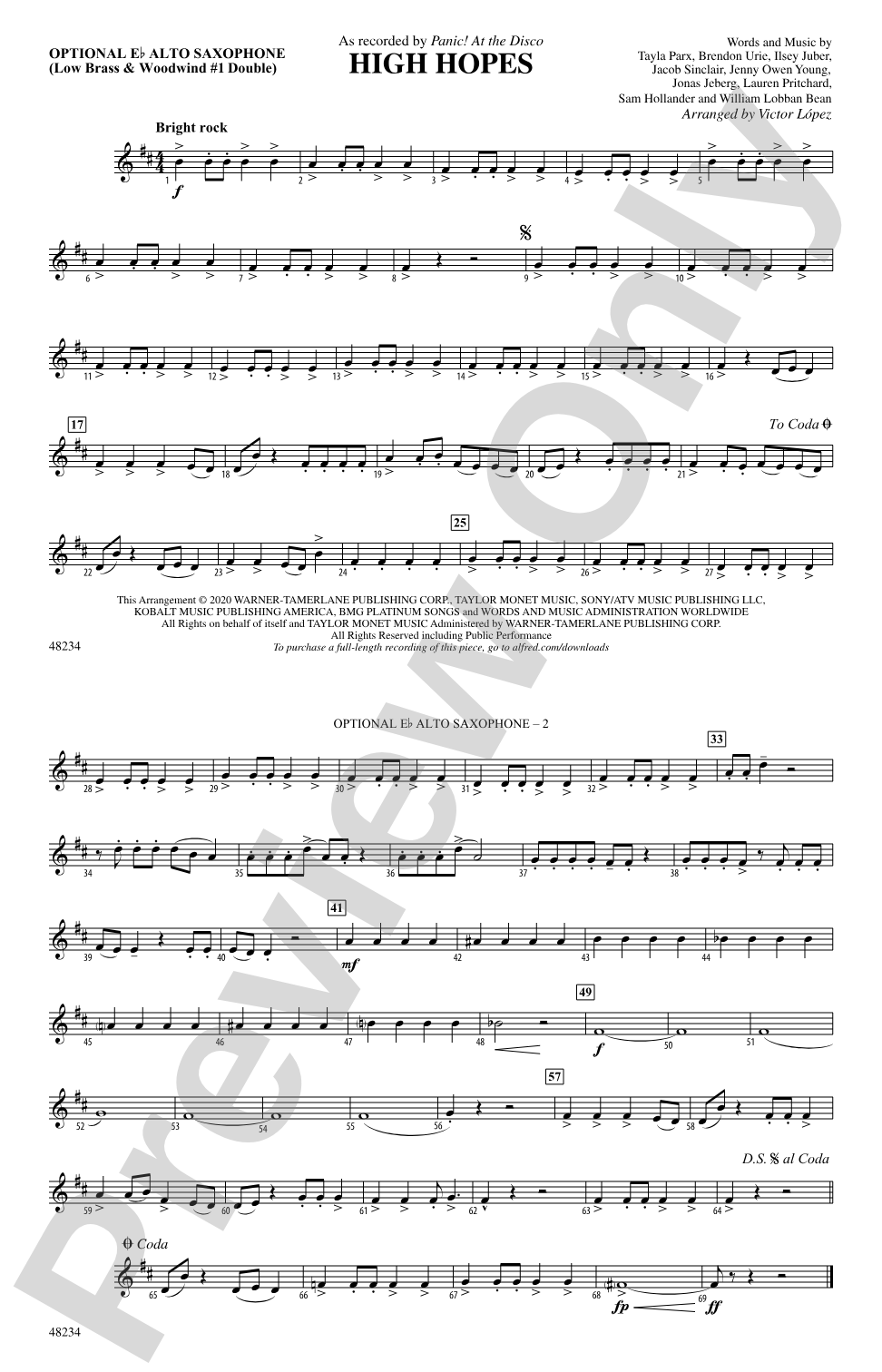 High Hopes: Optional Alto Sax