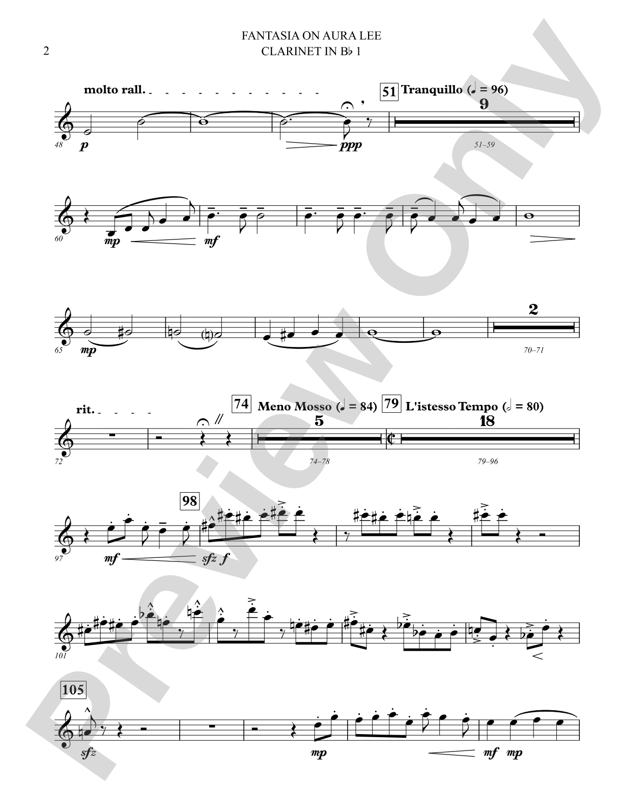 Fantasia on Aura Lee: 1st B-flat Clarinet