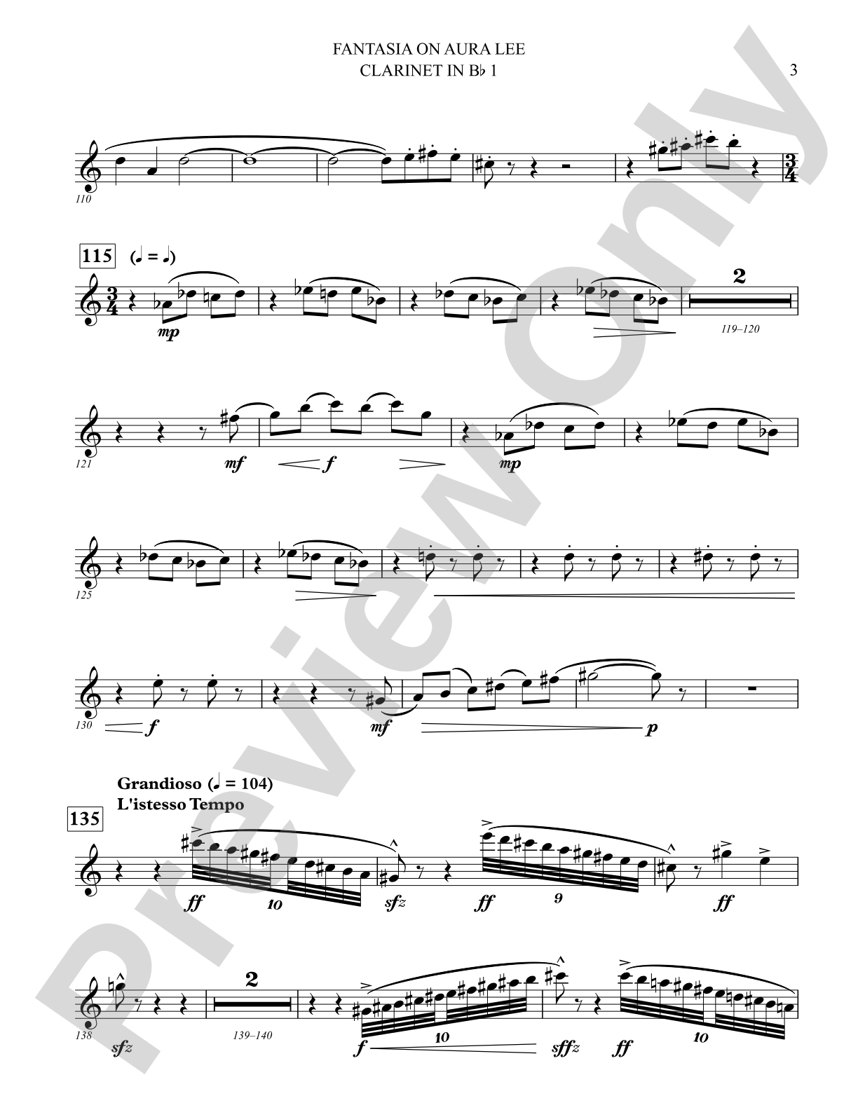 Fantasia on Aura Lee: 1st B-flat Clarinet