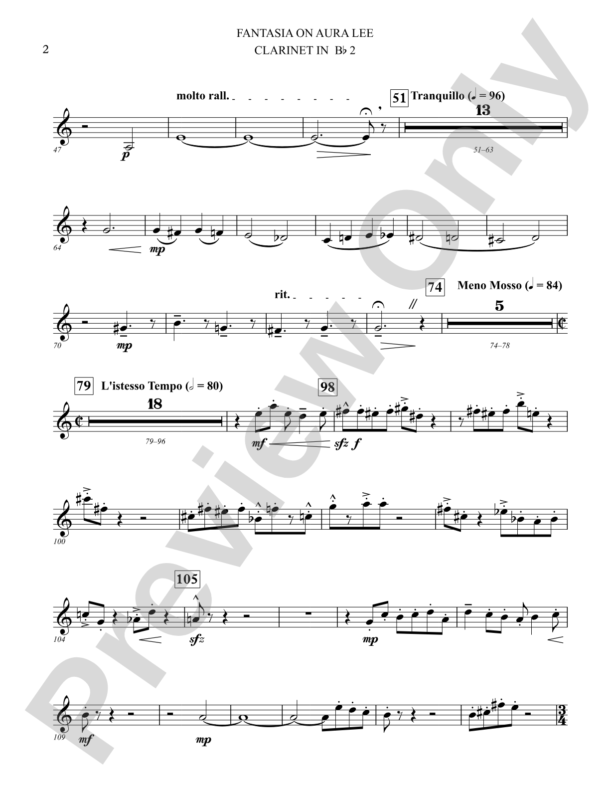 Fantasia on Aura Lee: 2nd B-flat Clarinet
