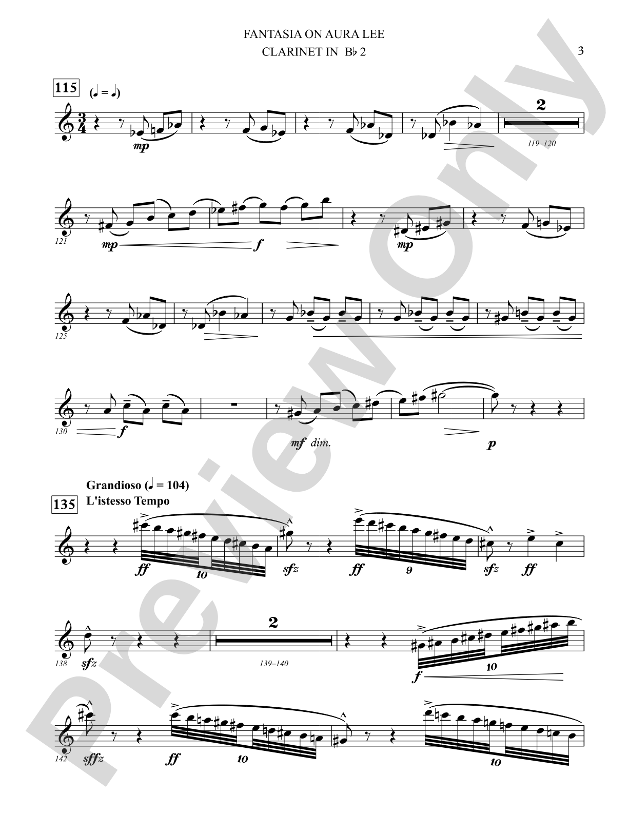 Fantasia on Aura Lee: 2nd B-flat Clarinet