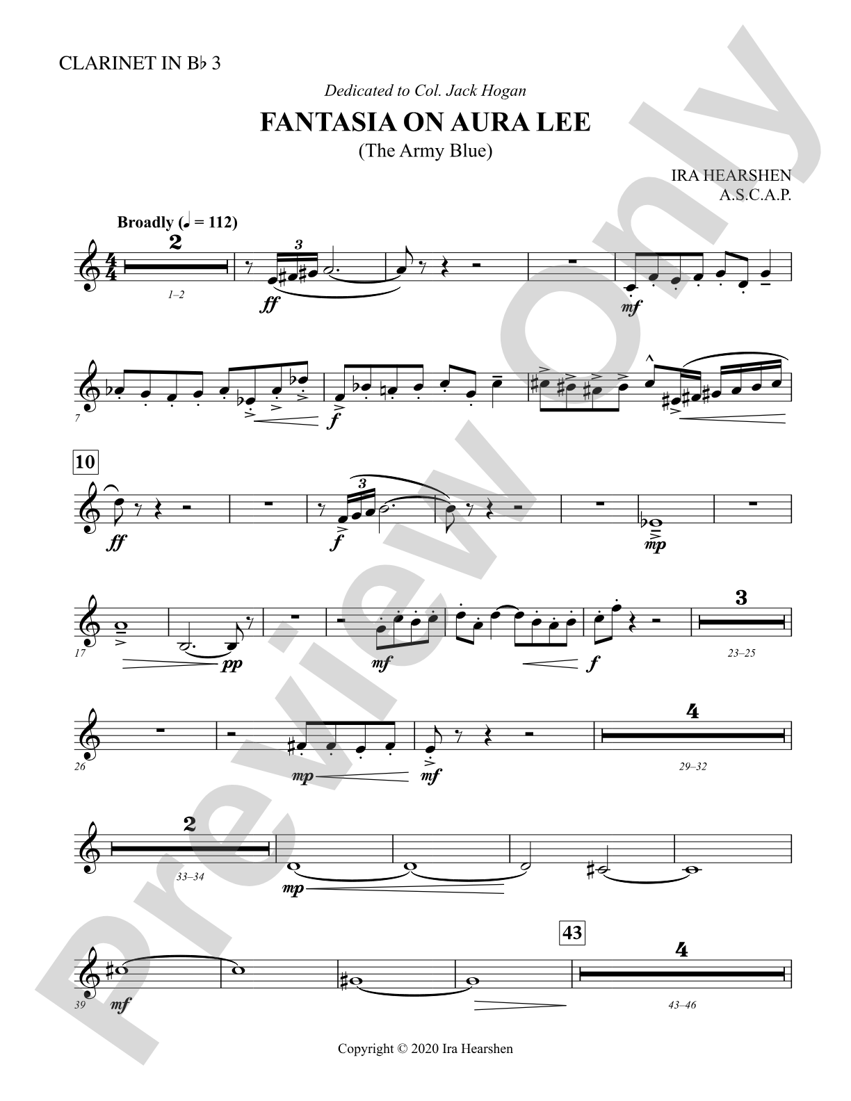 Fantasia on Aura Lee: 3rd B-flat Clarinet