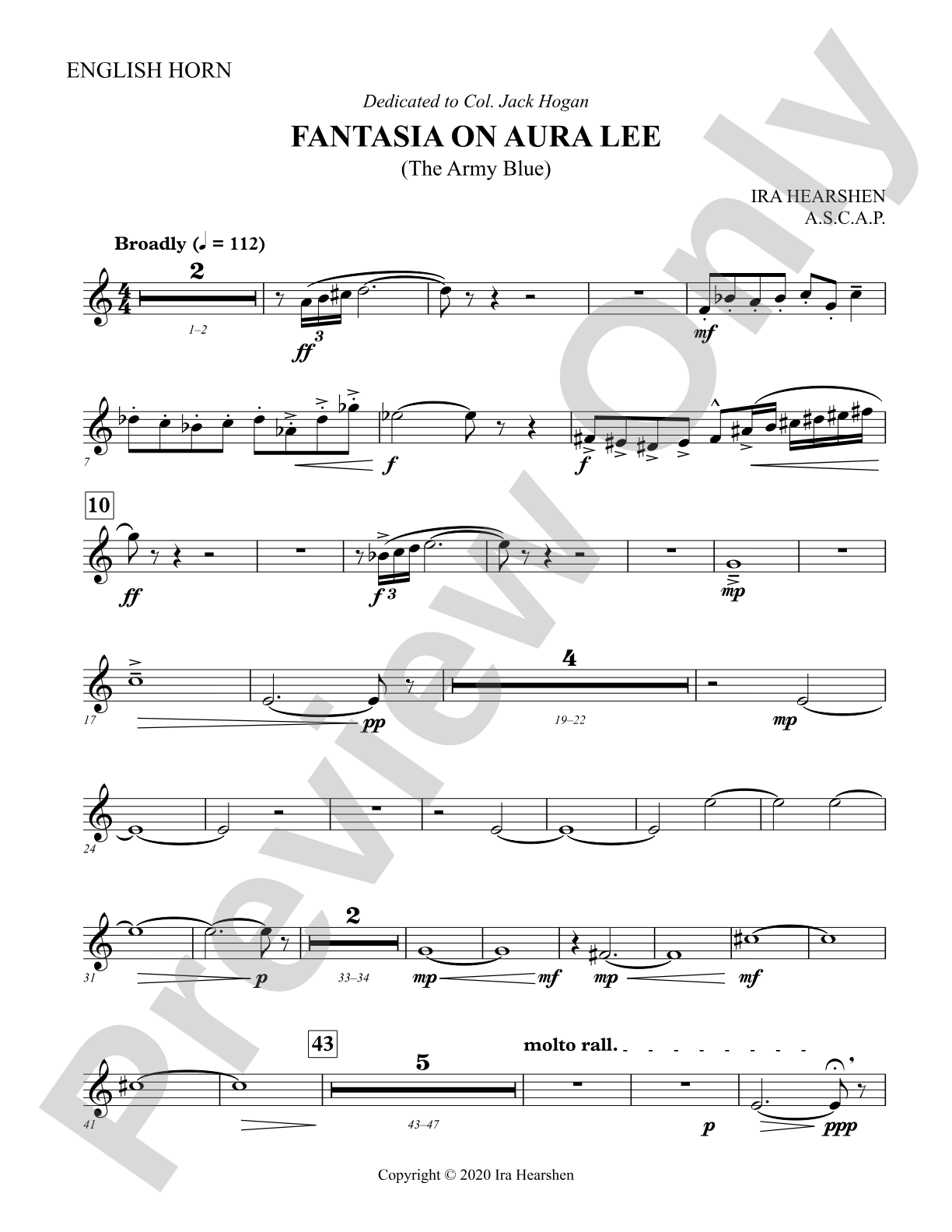 Fantasia on Aura Lee: English Horn