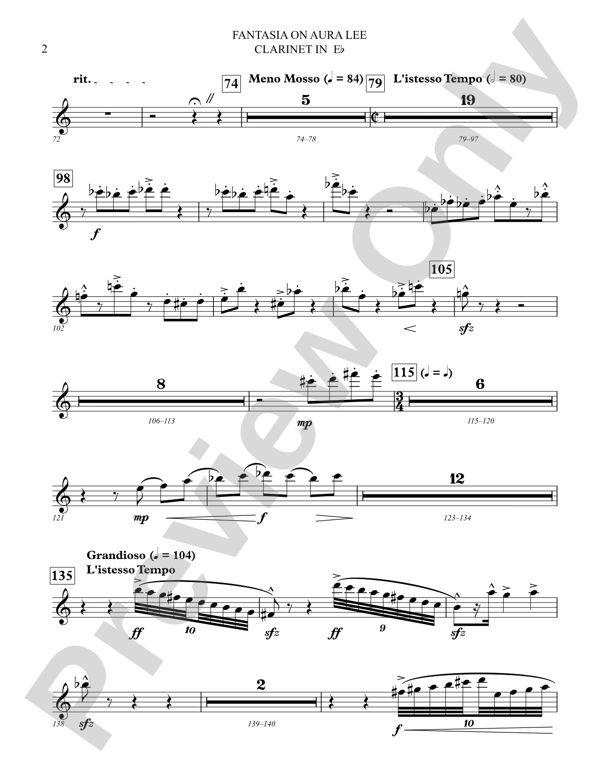 Fantasia on Aura Lee: E-flat Soprano Clarinet