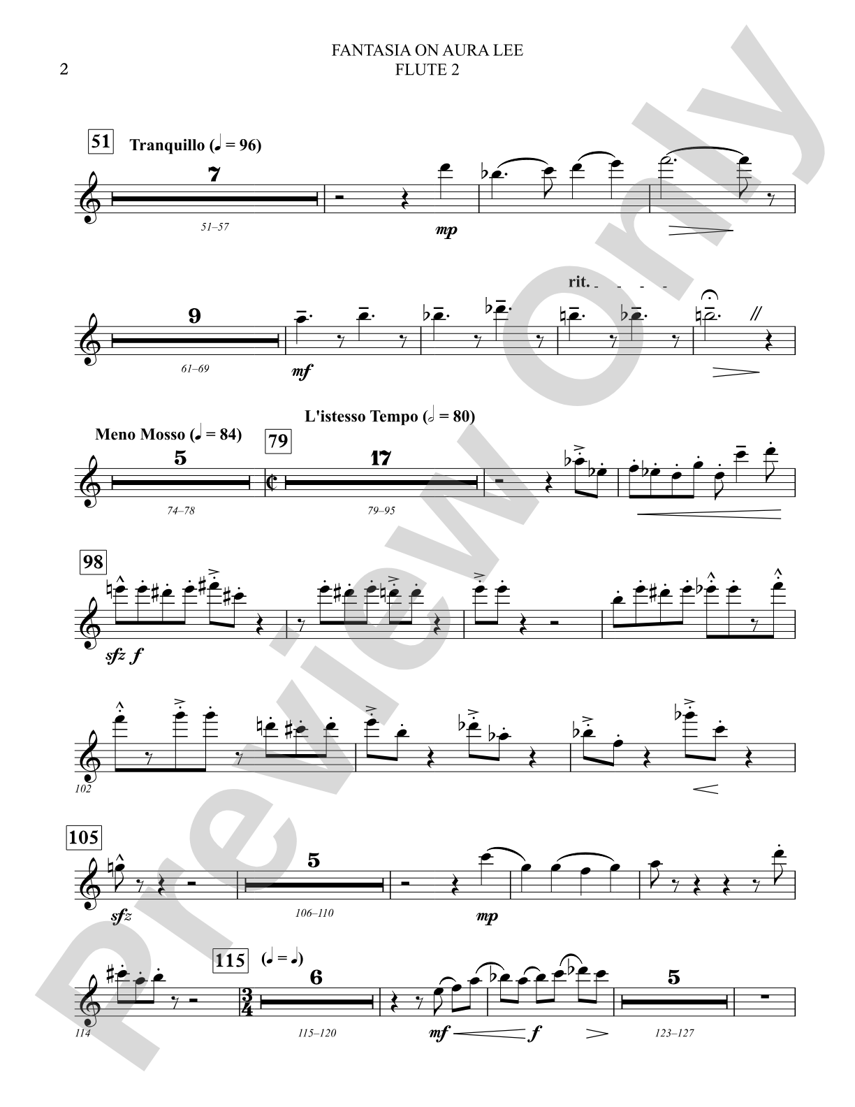 Fantasia on Aura Lee: 2nd Flute
