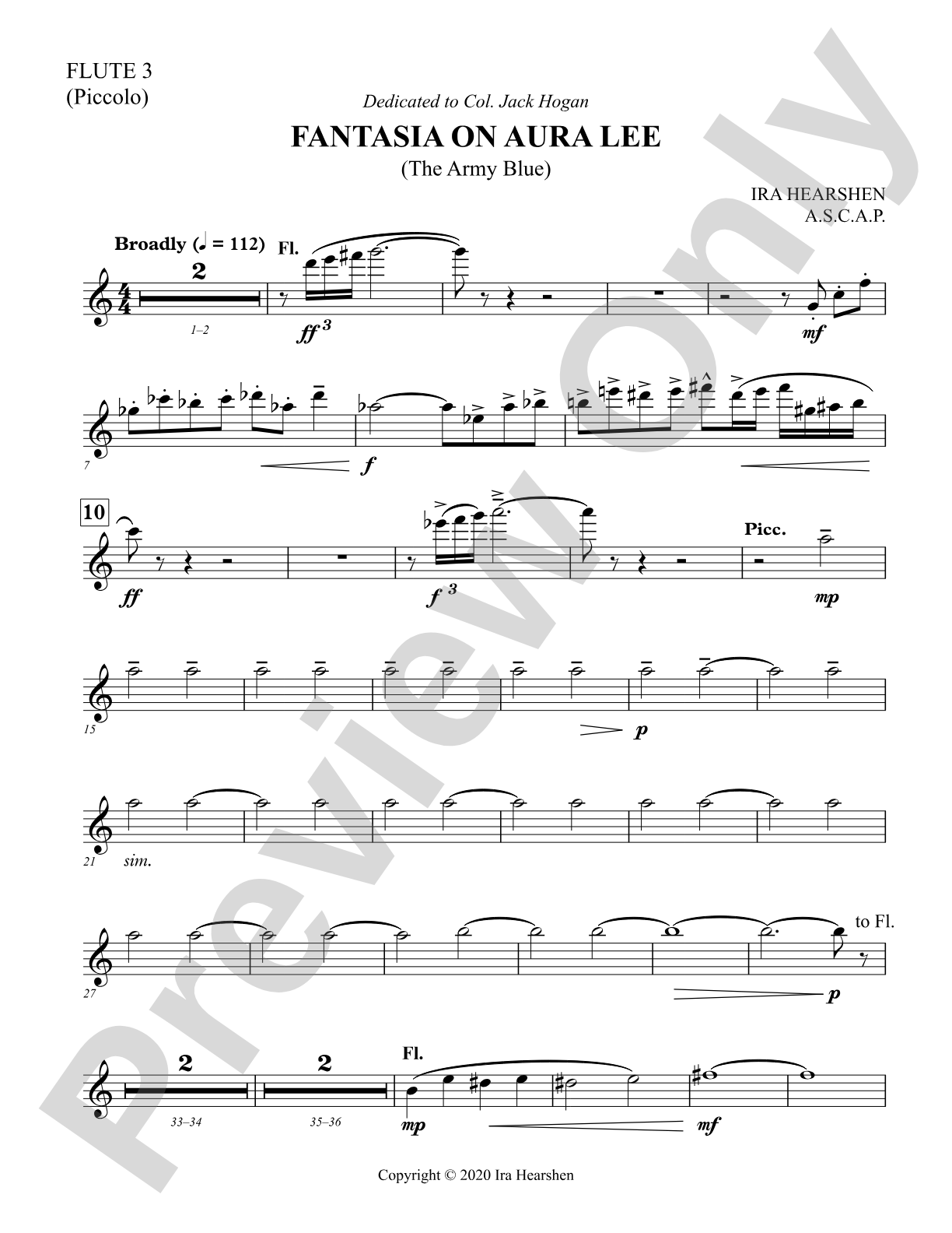 Fantasia on Aura Lee: 3rd Flute
