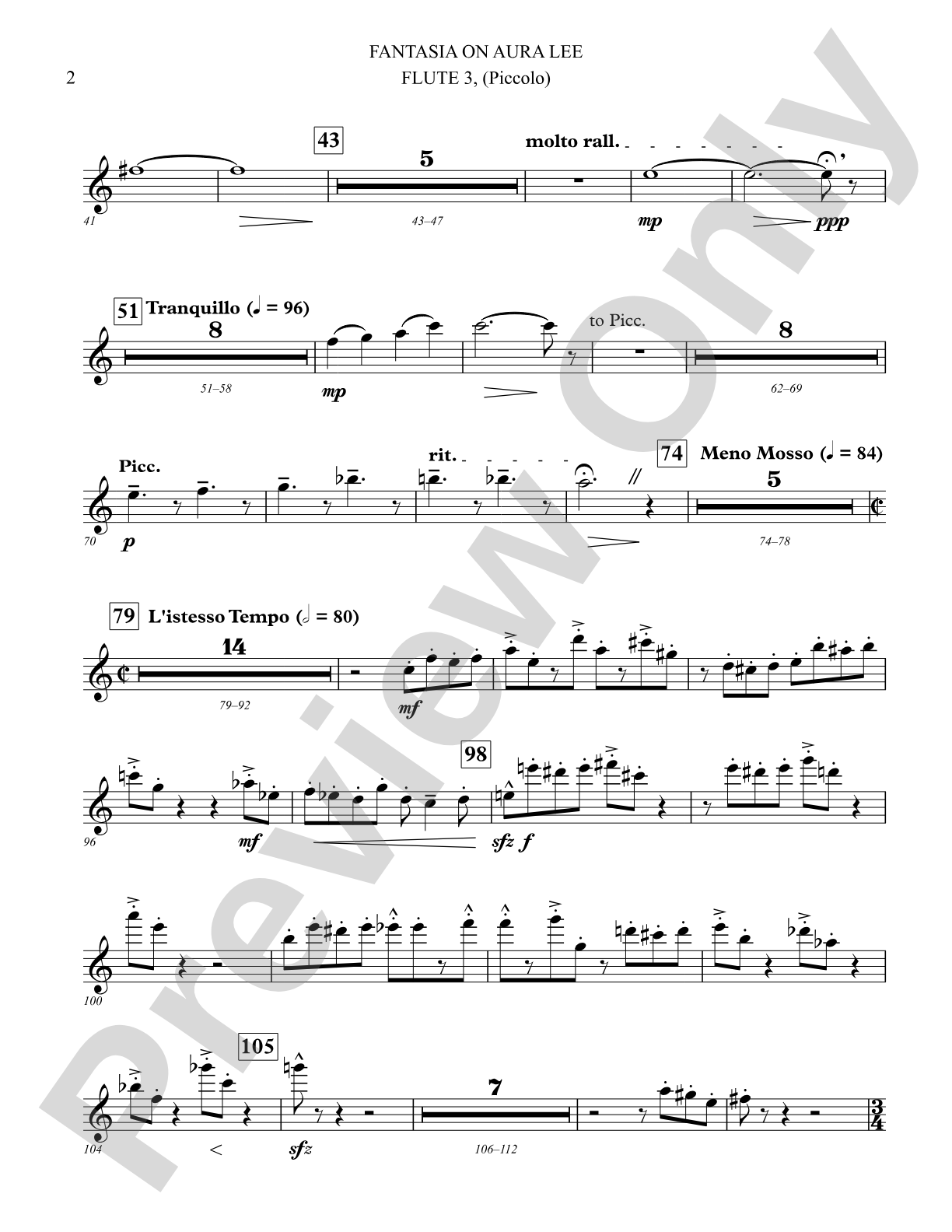 Fantasia on Aura Lee: 3rd Flute