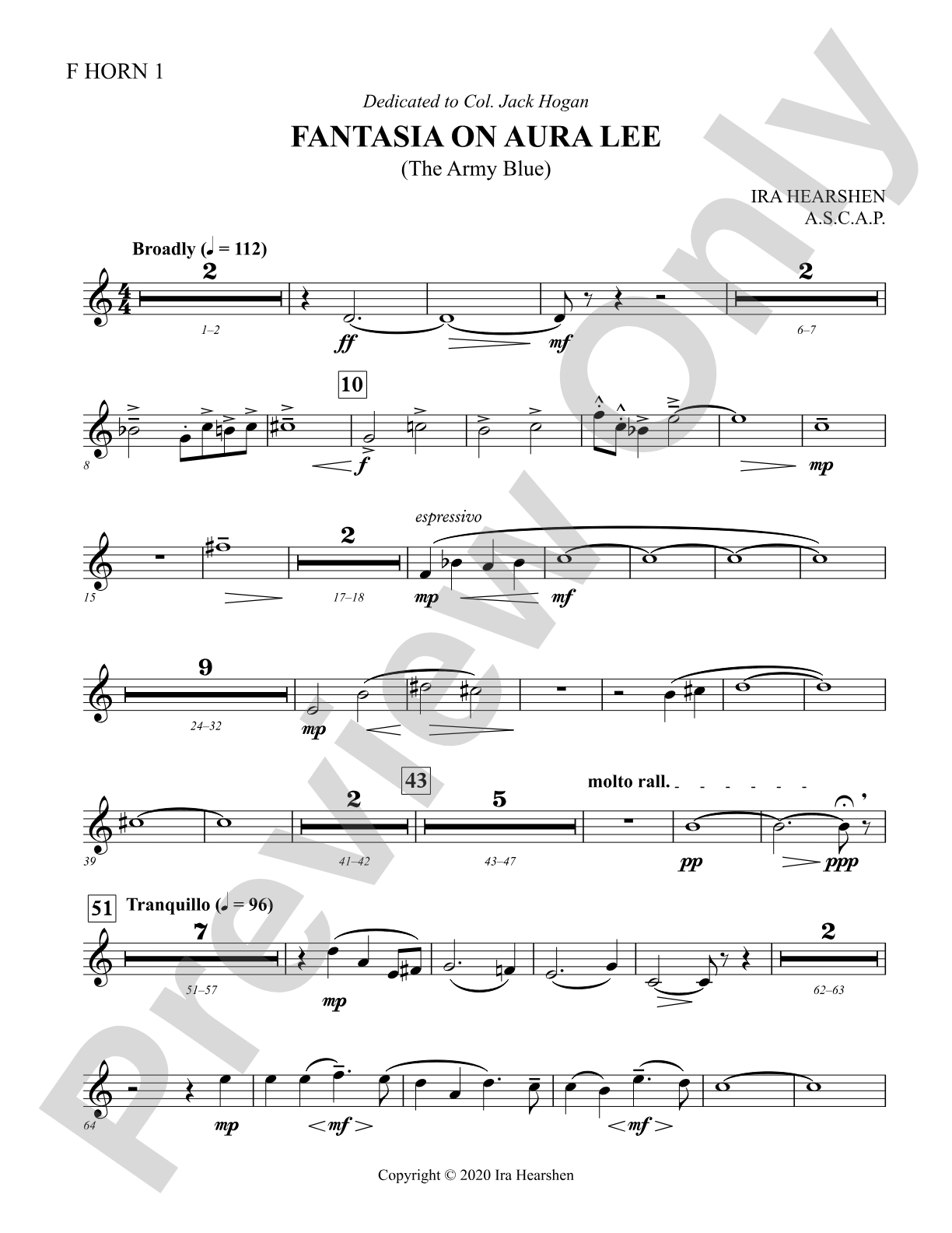 Fantasia on Aura Lee: 1st F Horn