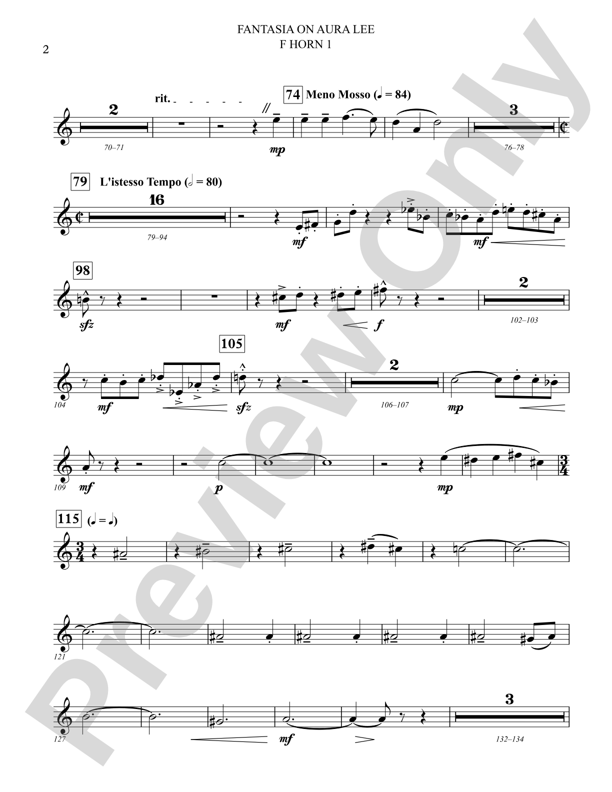 Fantasia on Aura Lee: 1st F Horn